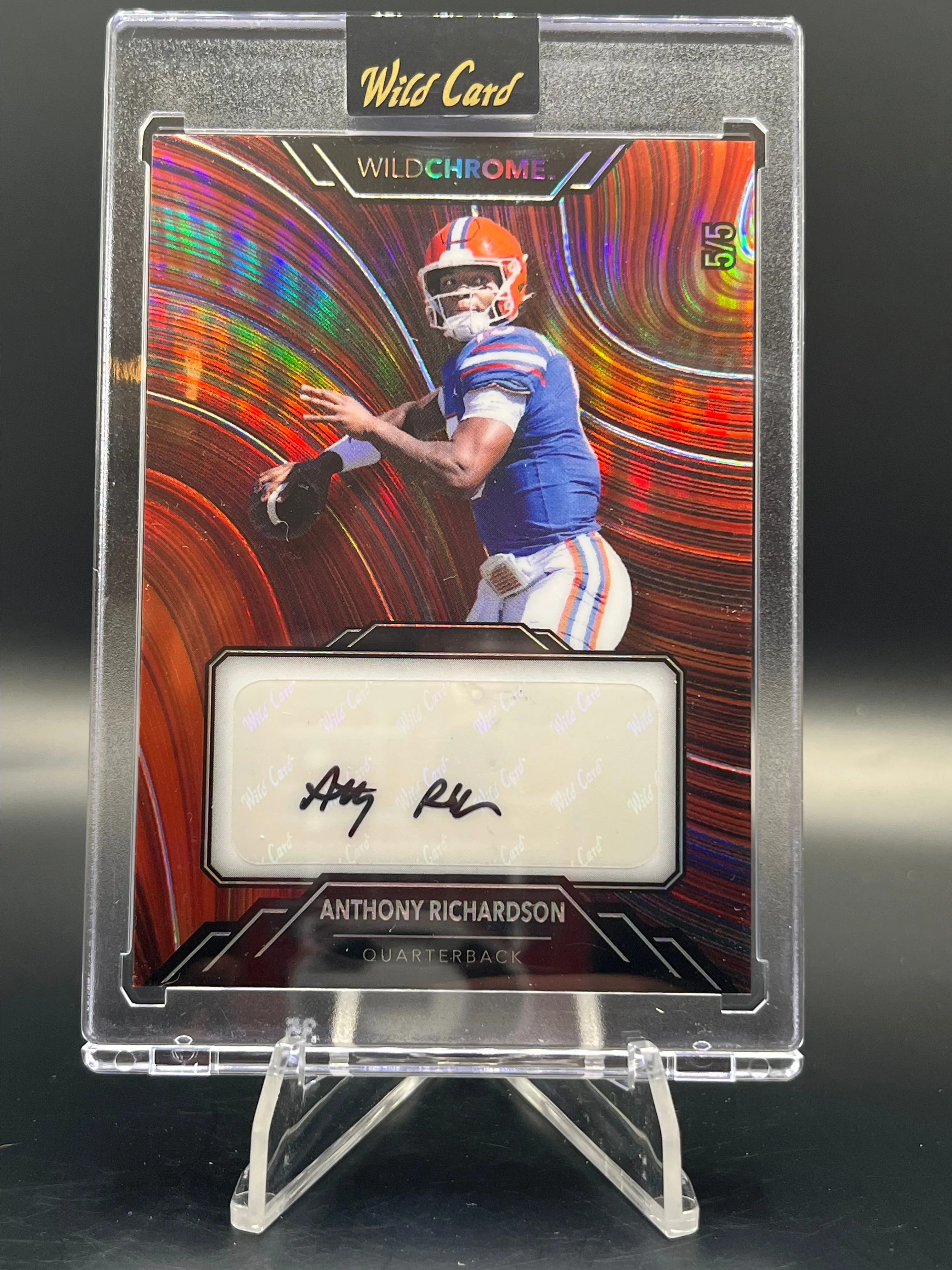 Product image for 5/5 Anthony Richardson QB 2023 Wild Card WildChrome WildRibbon RC Auto