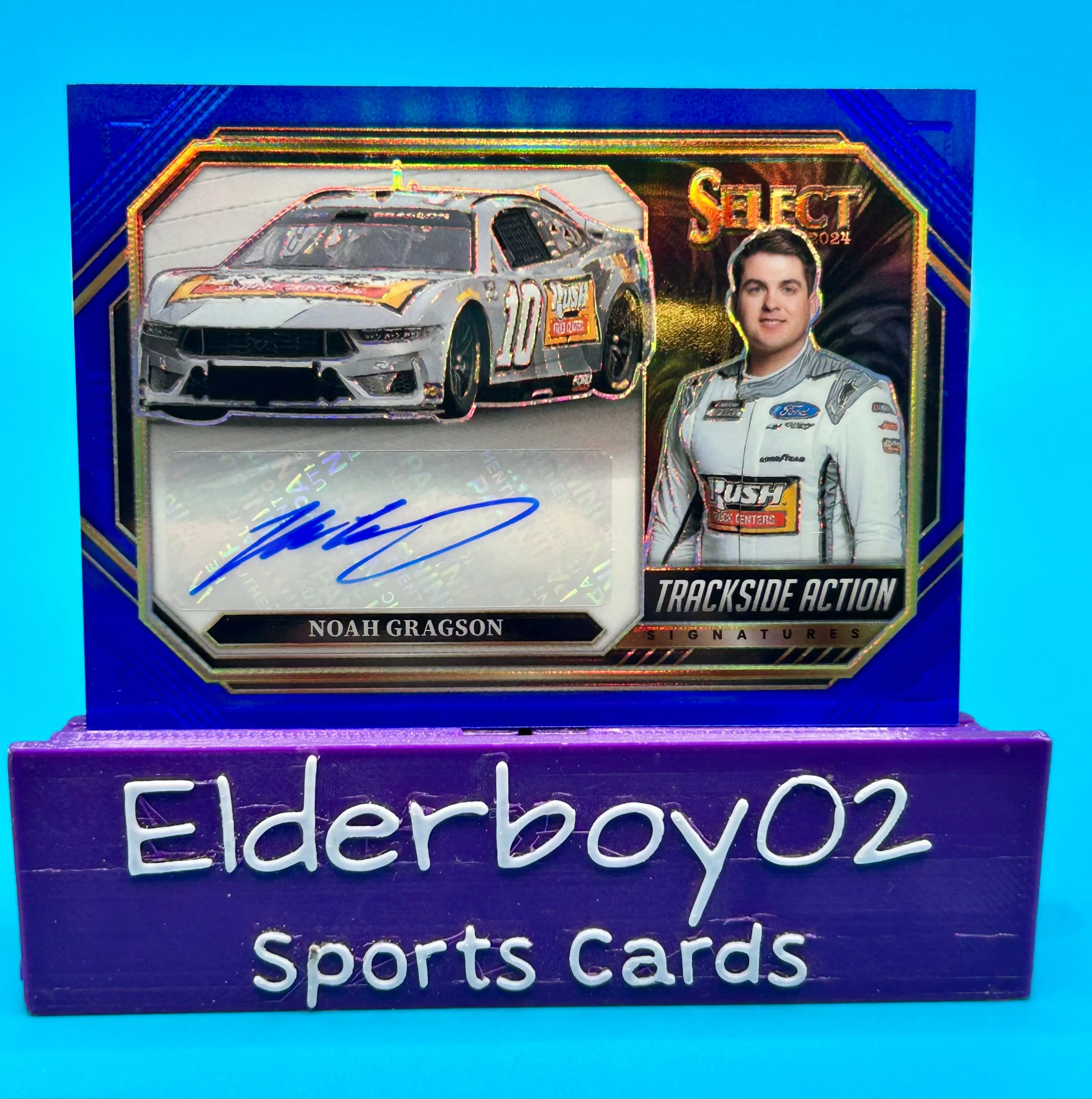 Product image for Noah Gragson 58/99 Auto Trackside Action Blue Prizm 2024 Panini Select Racing Nascar