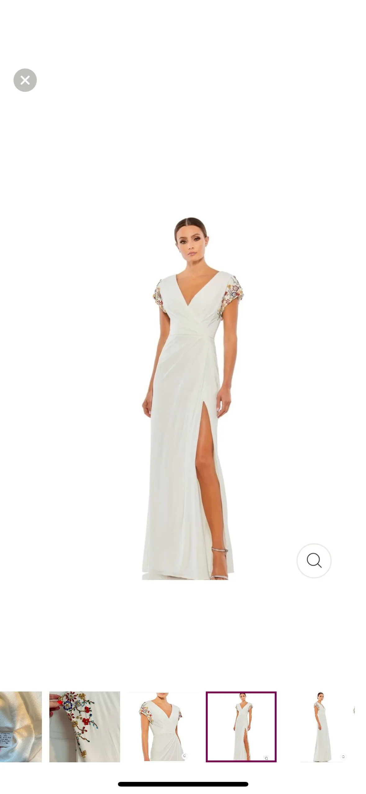 Product image for Mac Duggal Beaded White Maxi Slit Dress Size 16 NWT