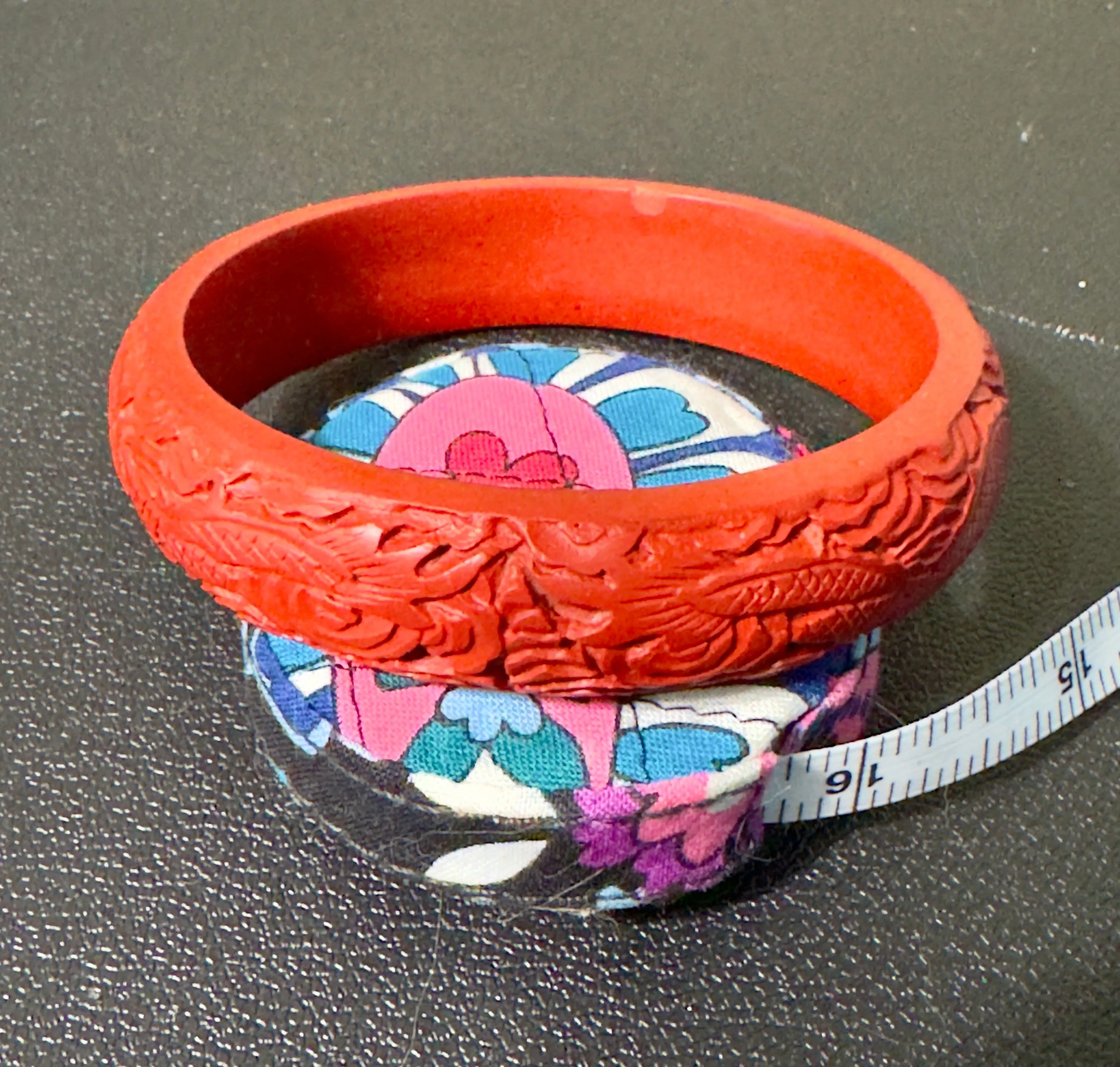 Product image for Vintage cinnabar dragon carving bangle bracelet