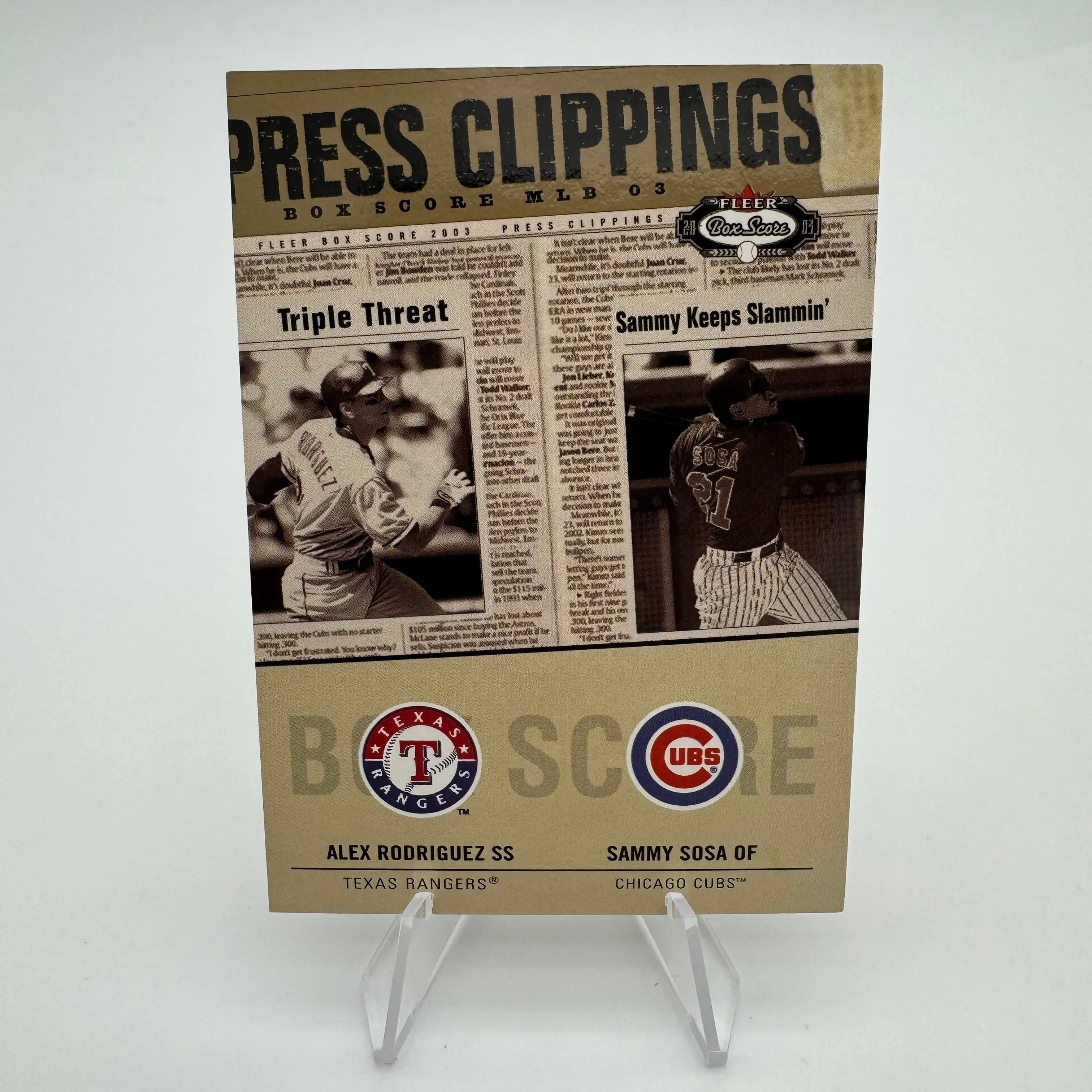 Product image for Alex Rodriguez/Sammy Sosa 2003 Fleer Box Score Press Clippings /250