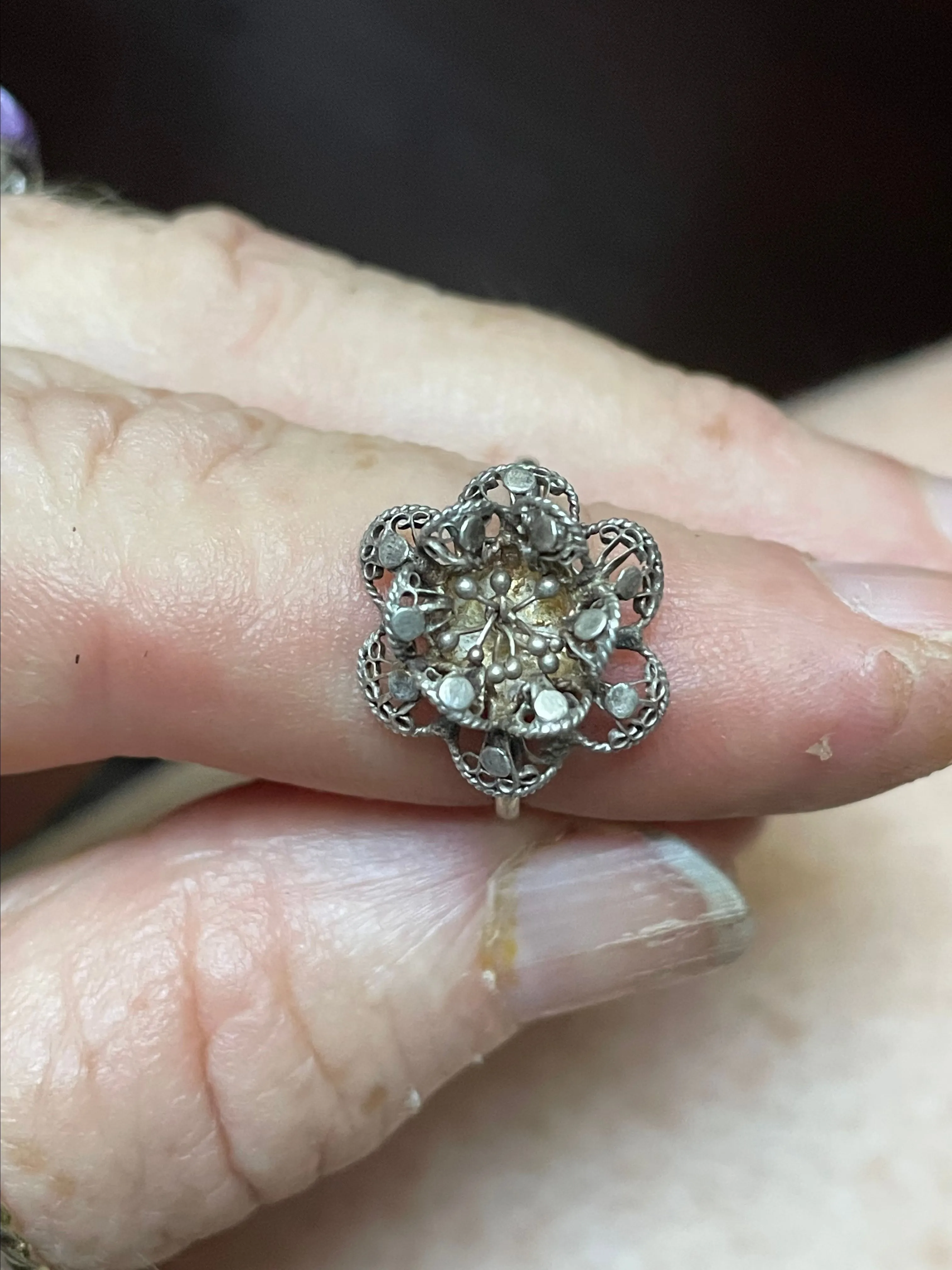 Product image for Sterling Silver Flower Ring Sz 6