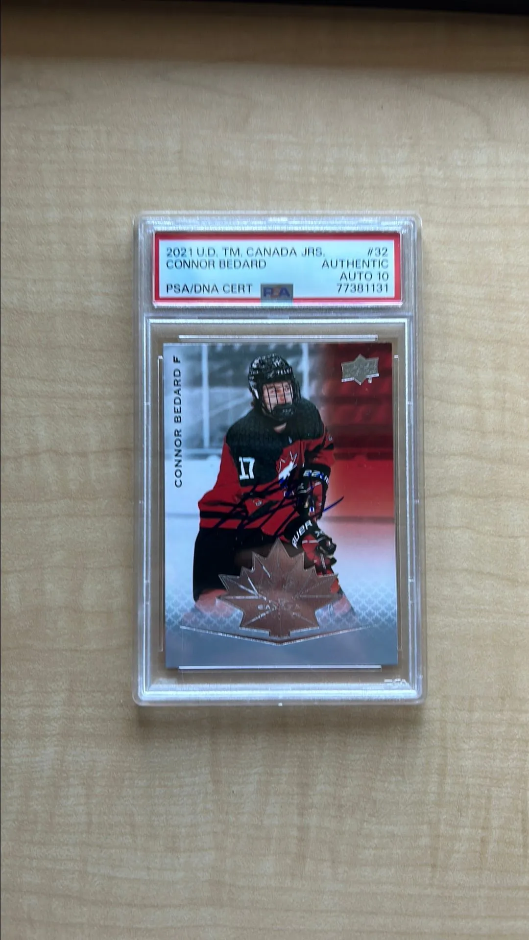 Product image for 2021-2022 Upper Deck Team Canada Juniors Connor Bedard  PSA N0: AUTHENTIC