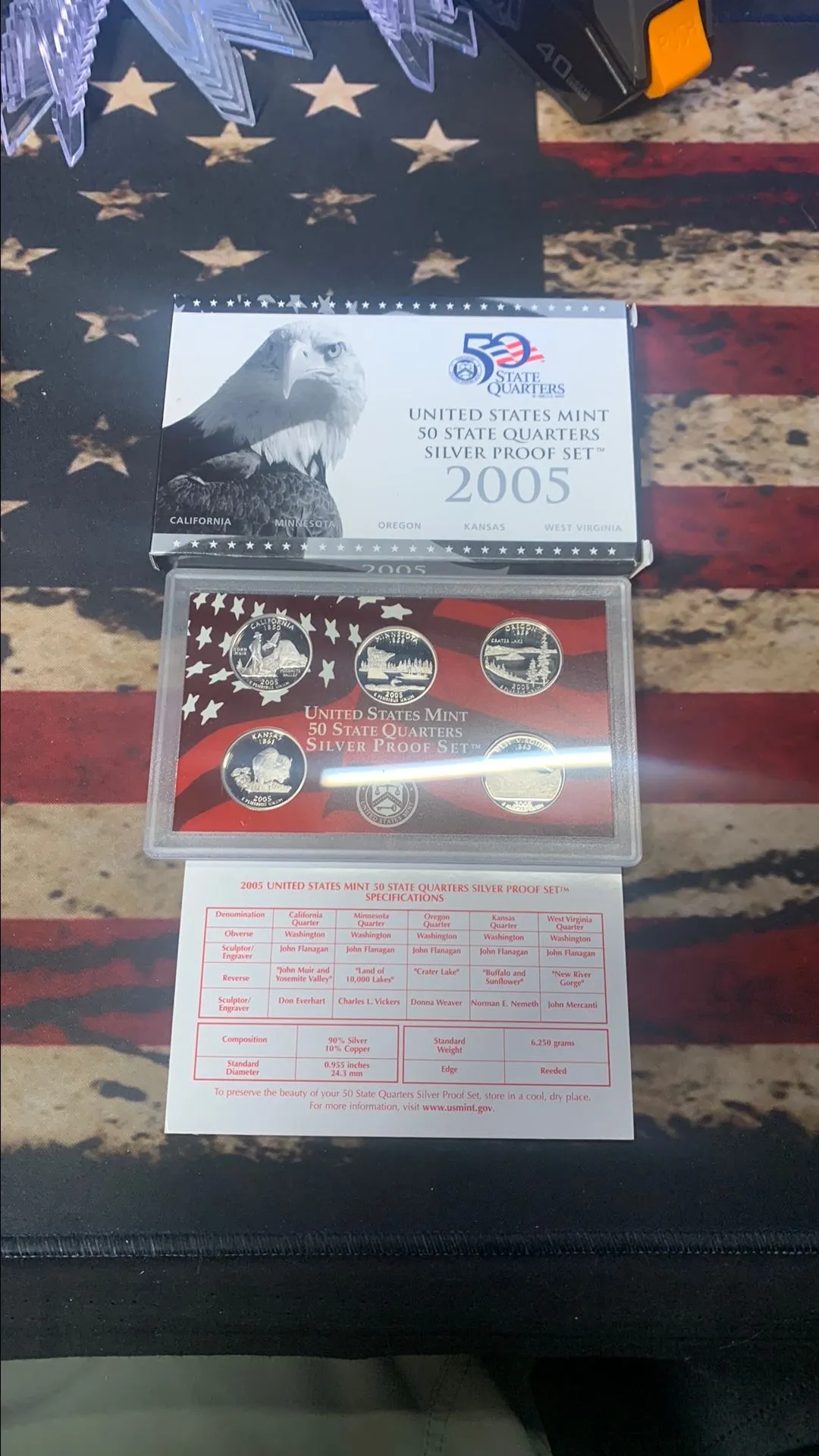 Product image for 2005 S SILVER UNITED STATES MINT 50 STATES QUARTER SILVER PROOF SET