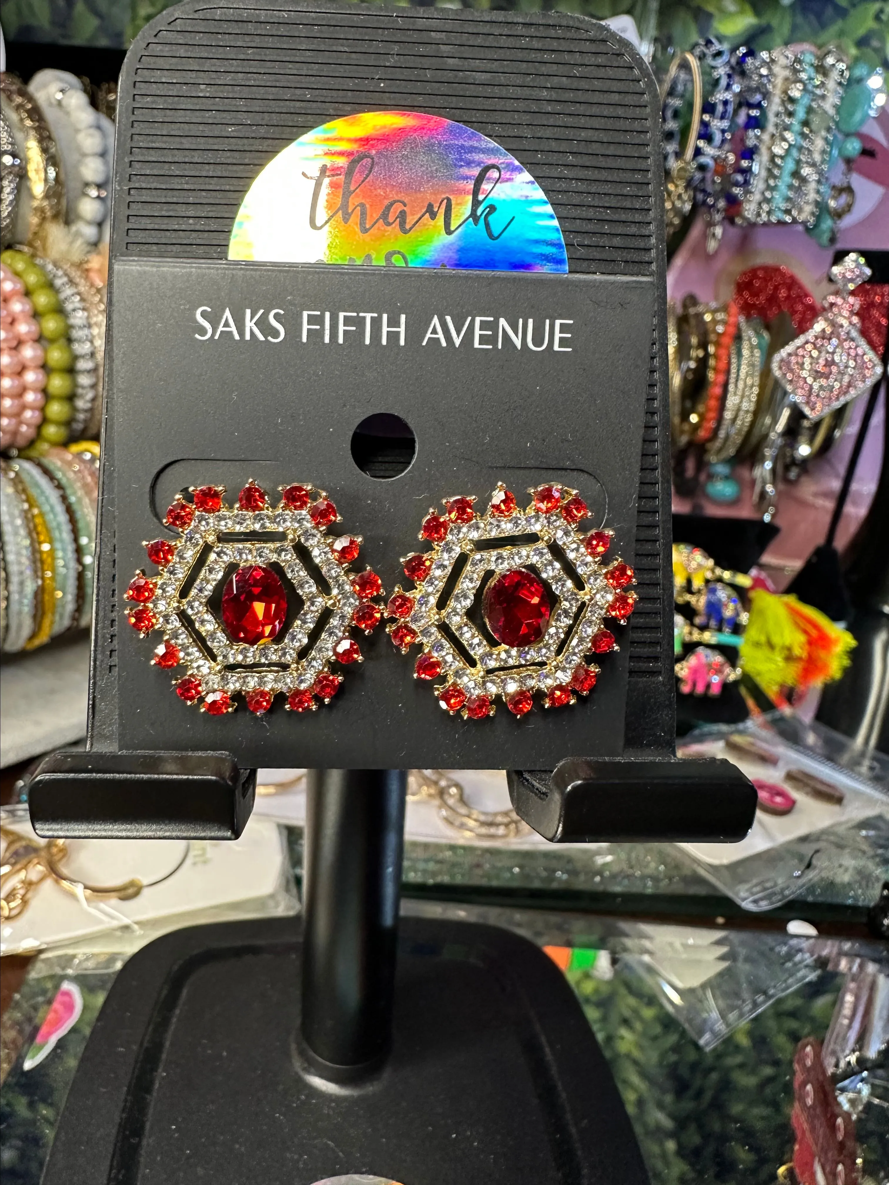 Product image for Rhinestone post back earrings