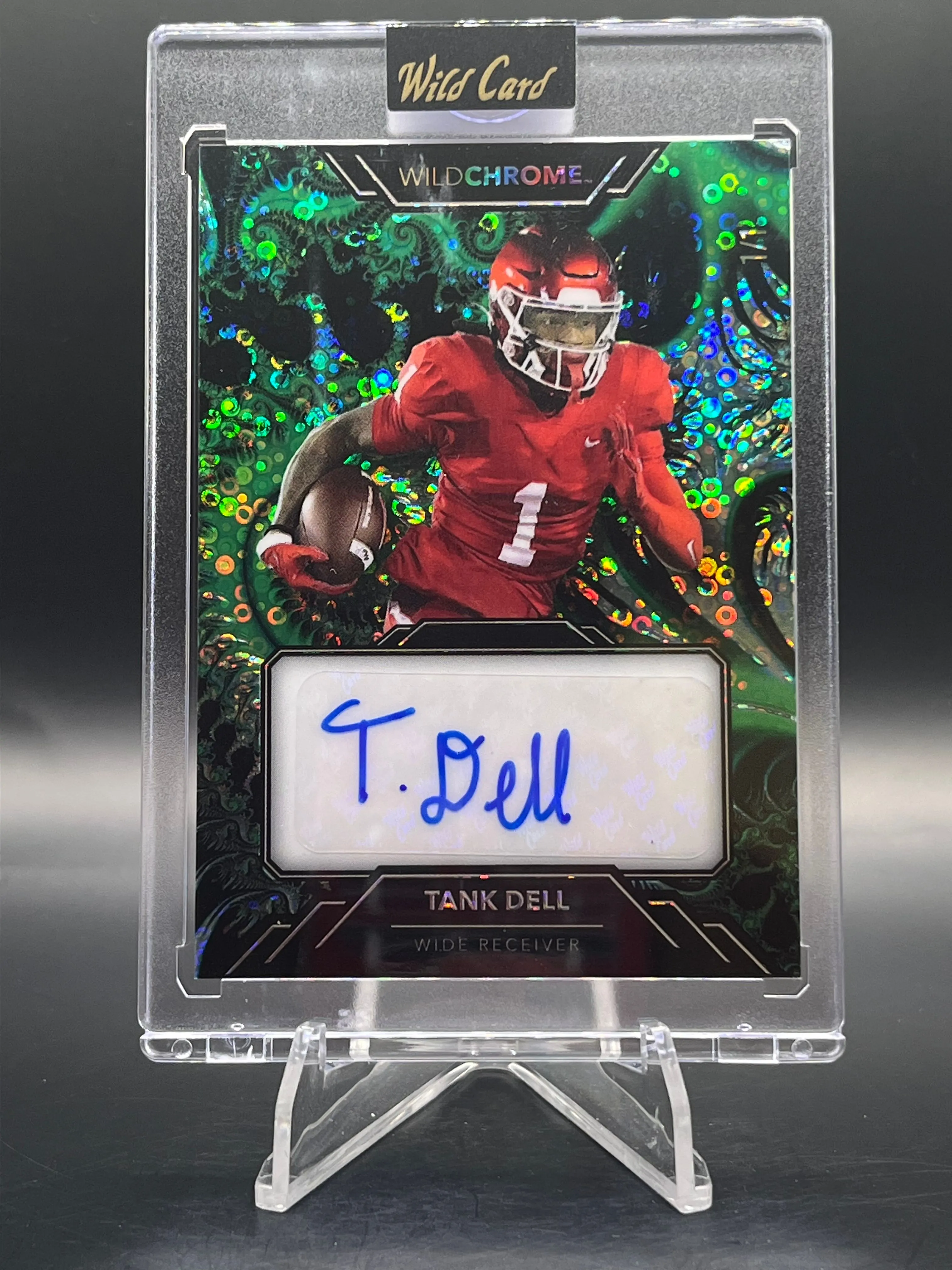 Product image for 1/1 Tank Dell Houston WR 2023 Wild Card WildChrome WildFractal Green Donut Circles Holo Auto