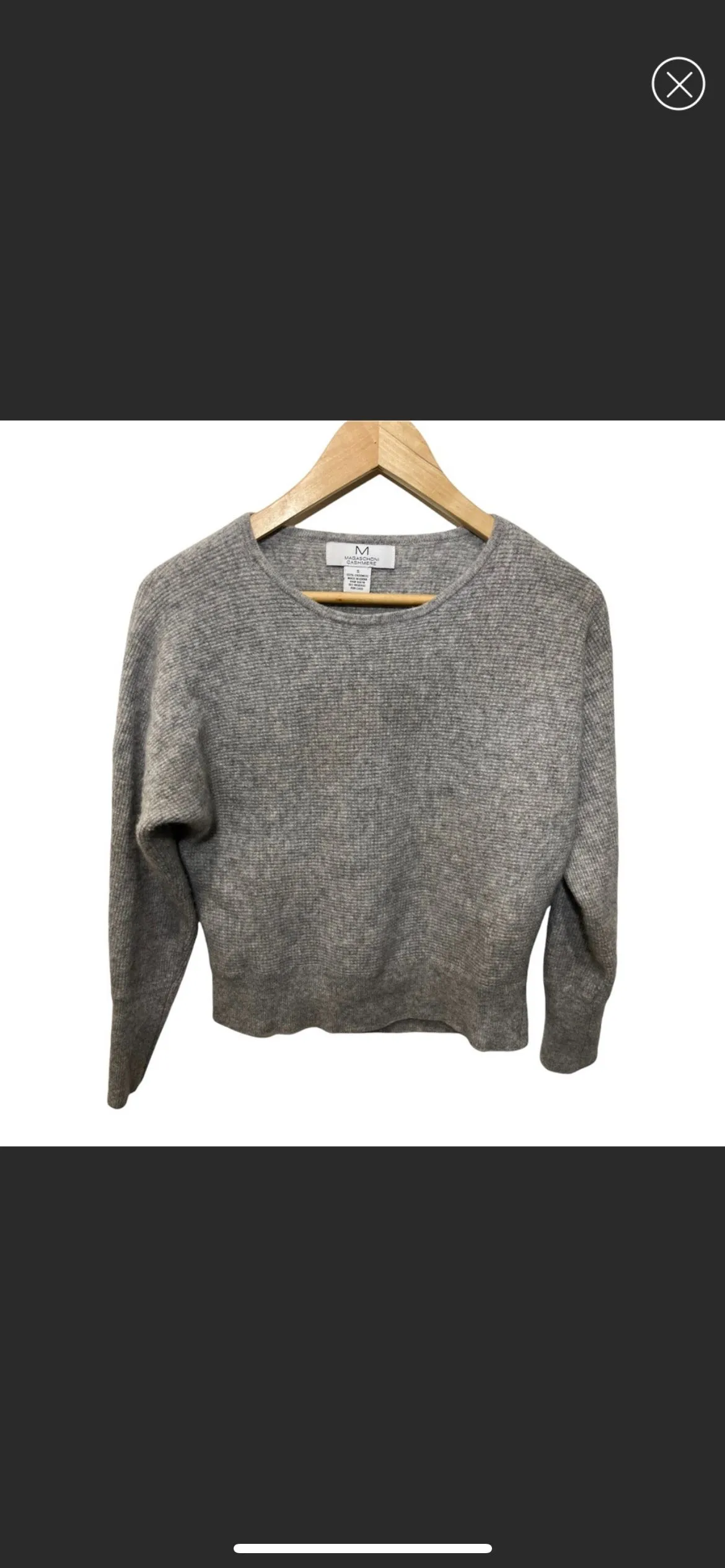 Product image for #16 MAGASCHONI CASHMERE PLUSH GRAY SCOOP NECK CROPPED STYLE SWEATER