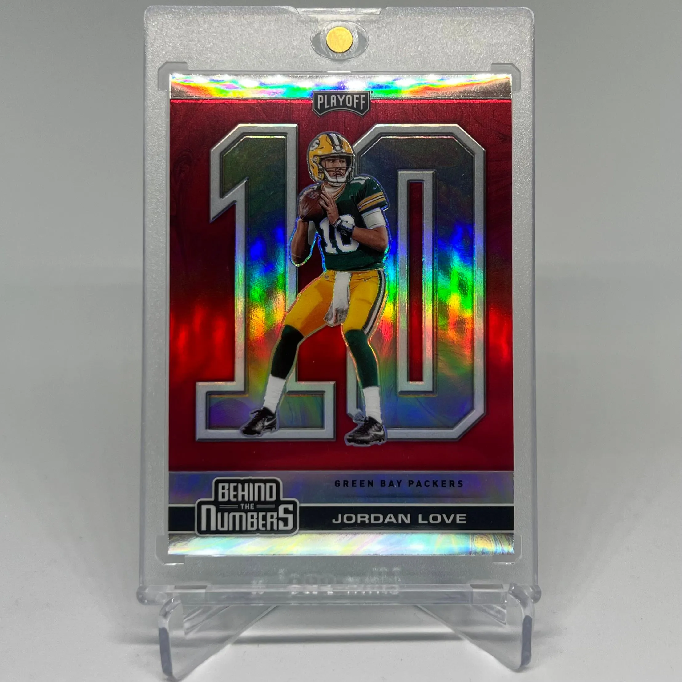 Product image for Jordan Love 2020 Panini Playoff Behind the Numbers Red Prizm #BTN-27 RC Packers