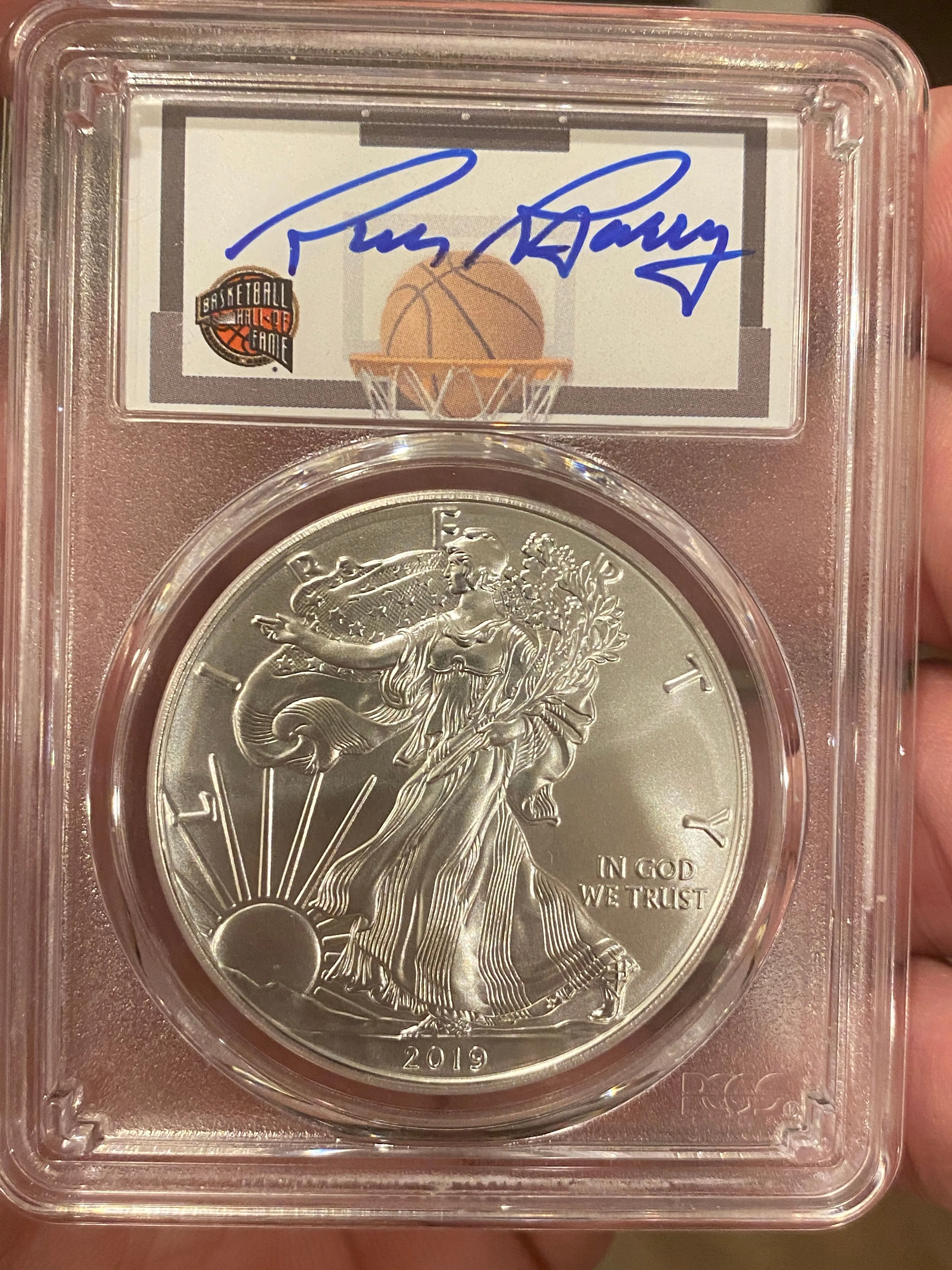 Product image for 2019 PCGS MS70 Silver Eagle First Strike- Hand Signed by Rick Barry
