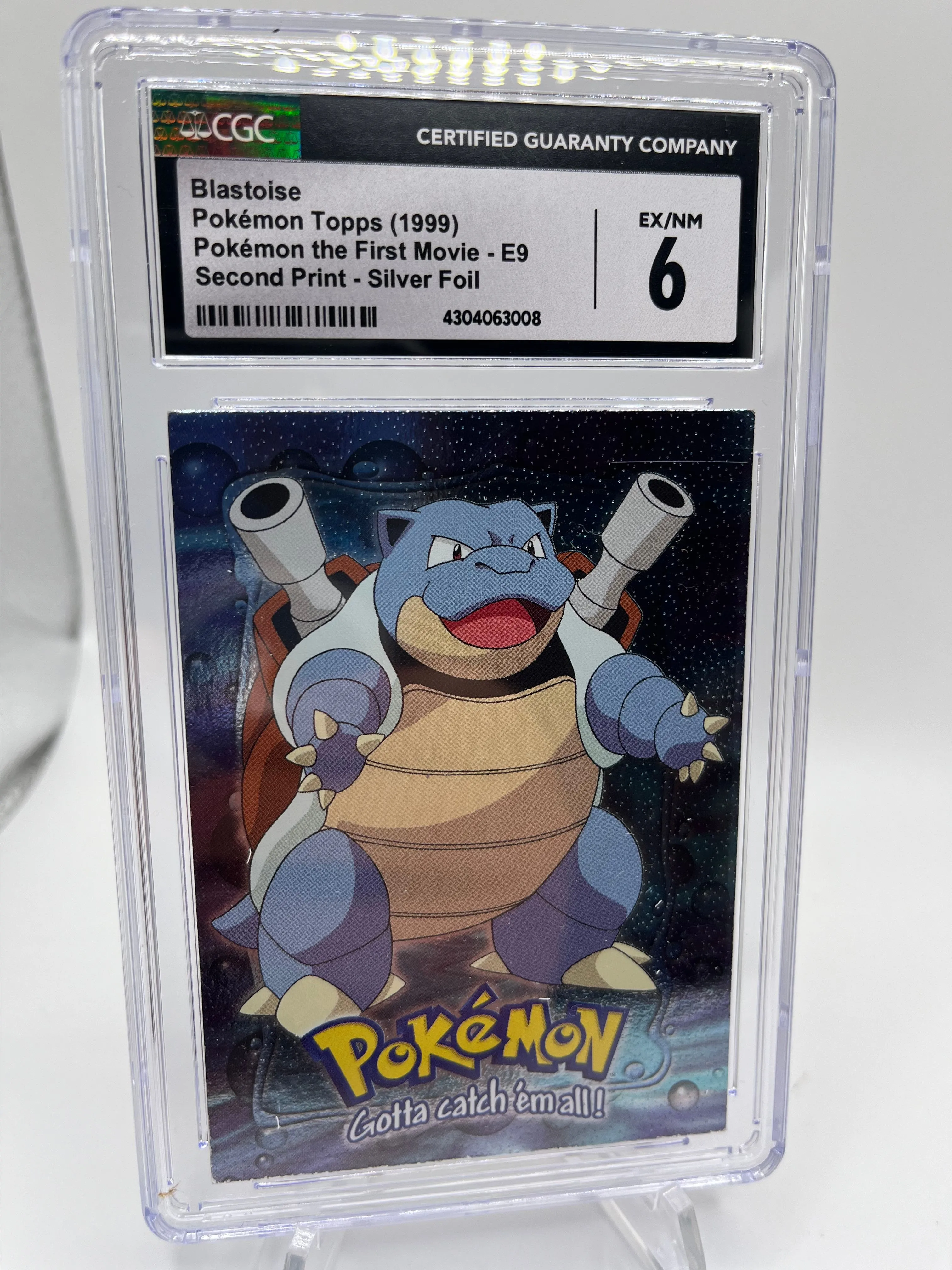 Product image for CGC 6 1999 Topps Blastoise e9 the first movie second print silver foil