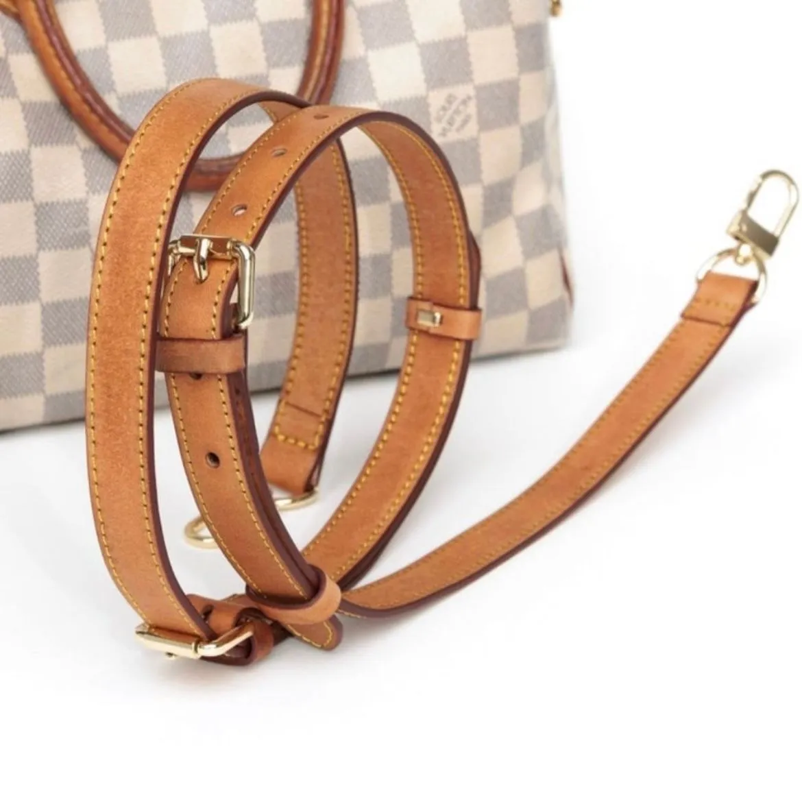 Product image for 104.3/4”- 20 mm Vachetta Leather Adjustable 34”- 49” Crossbody Strap #1 #2