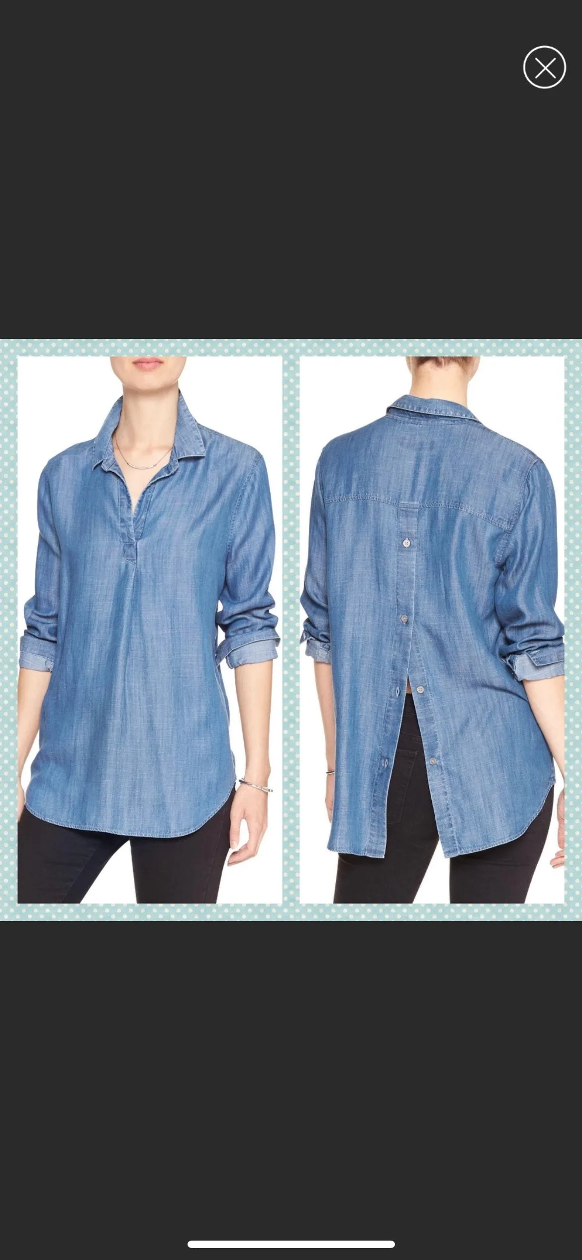 Product image for Banana Republic Boyfriend Fit Chambray Top Size Medium