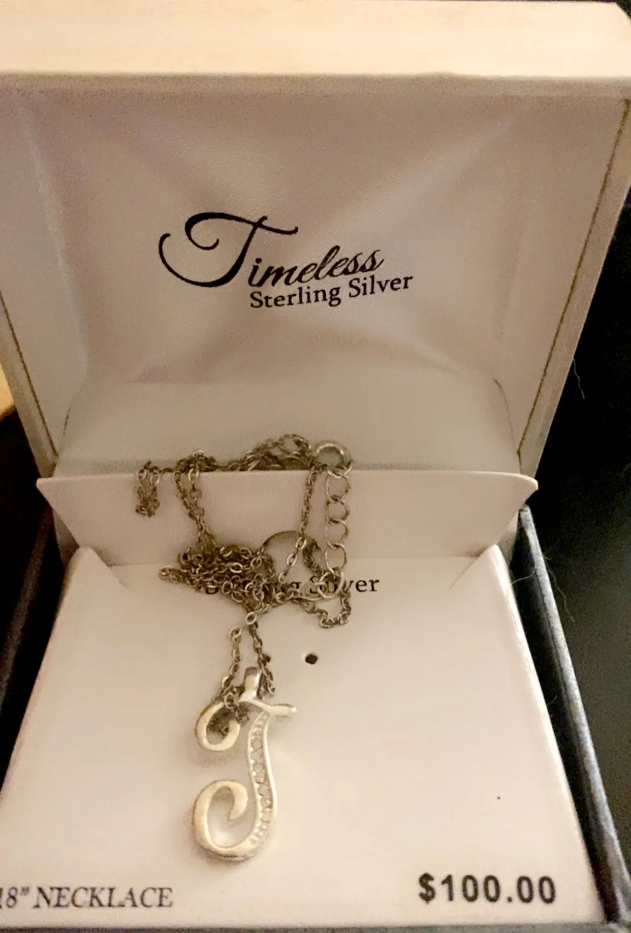 Product image for New Sterling Silver “T” Necklace OBO