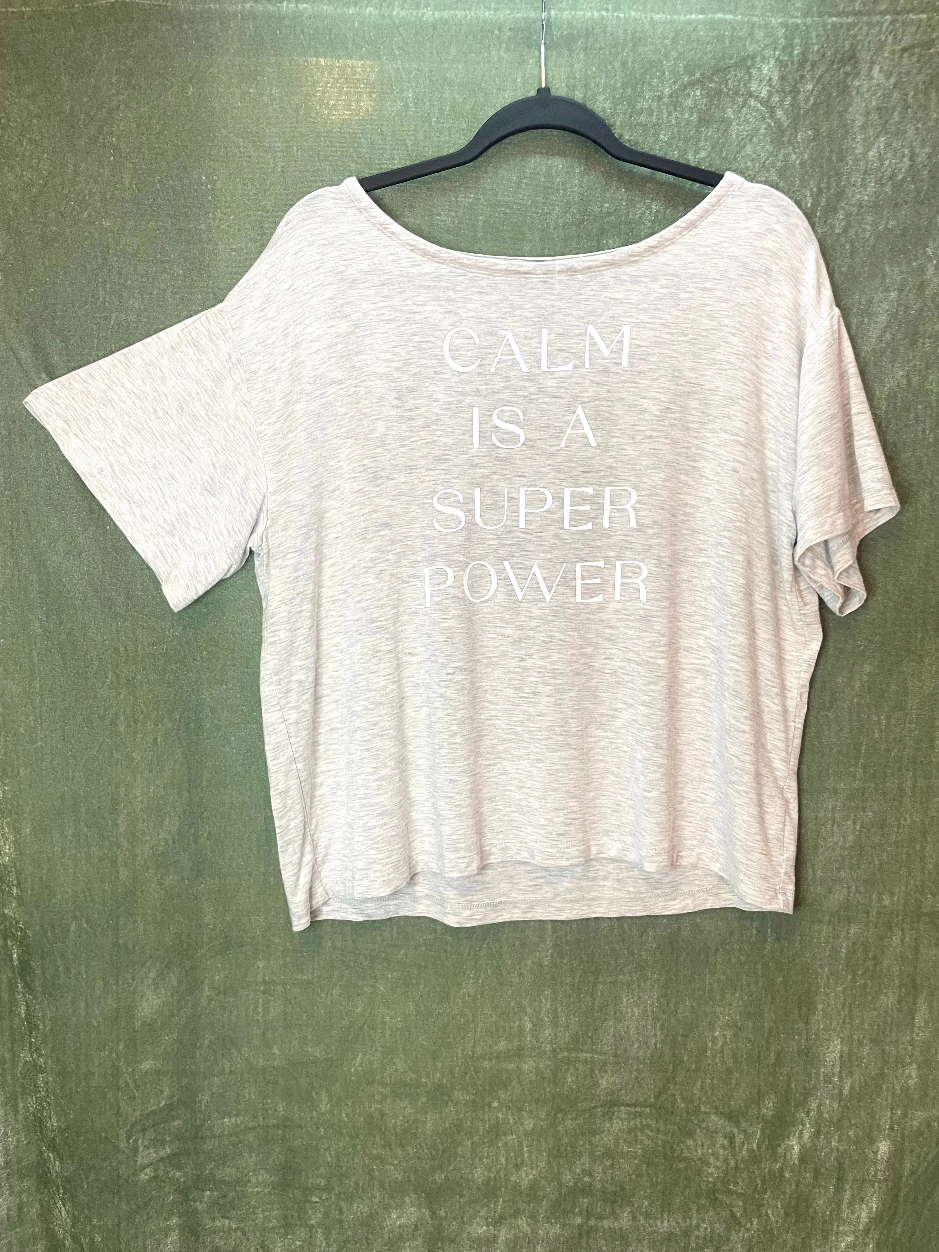 Product image for Old Navy, Light Gray, Calm is a Super Power Tee, Sz L, #A14