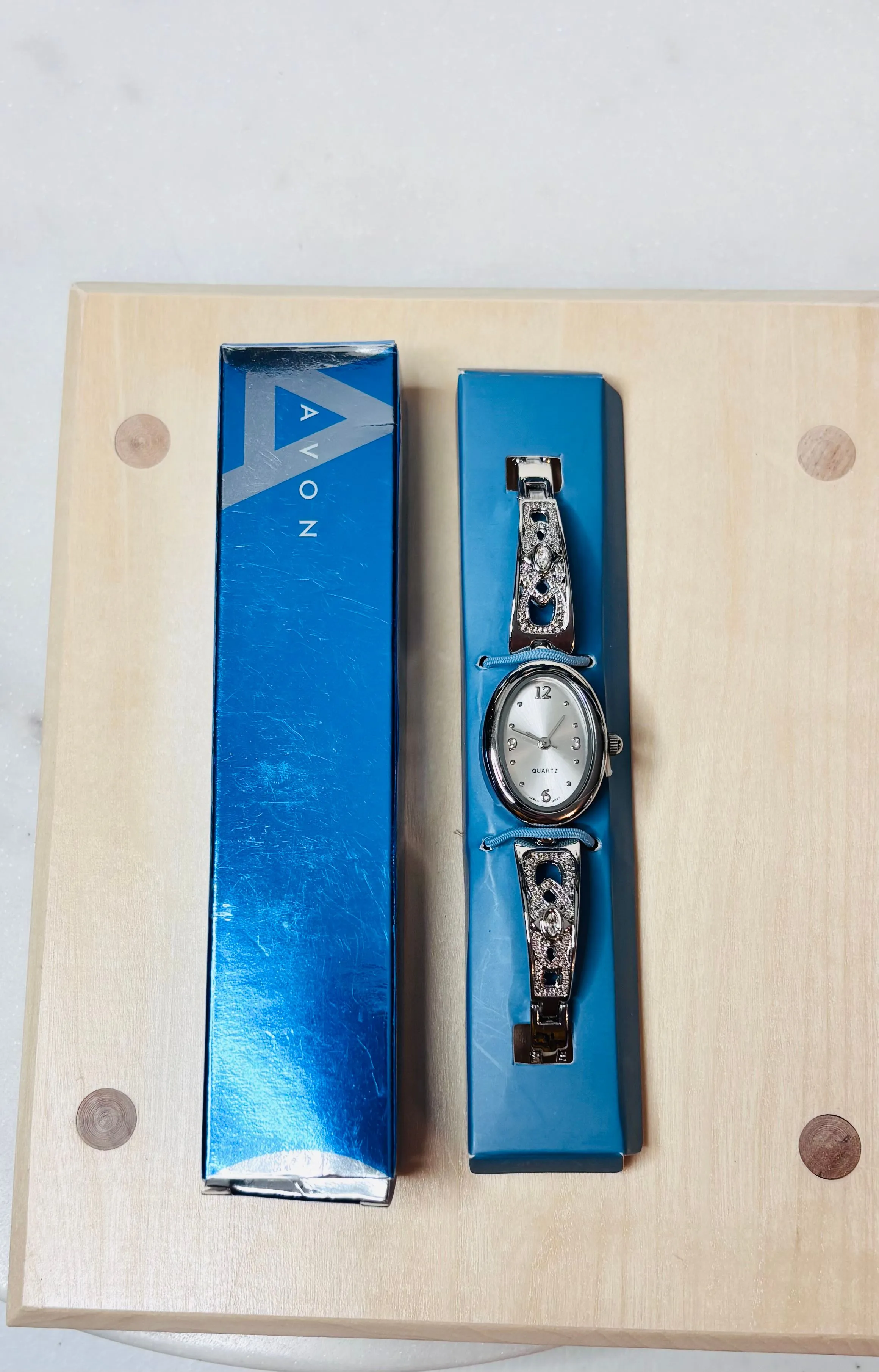 Product image for AVON WATCH #10 silver-tone twist rhinestone