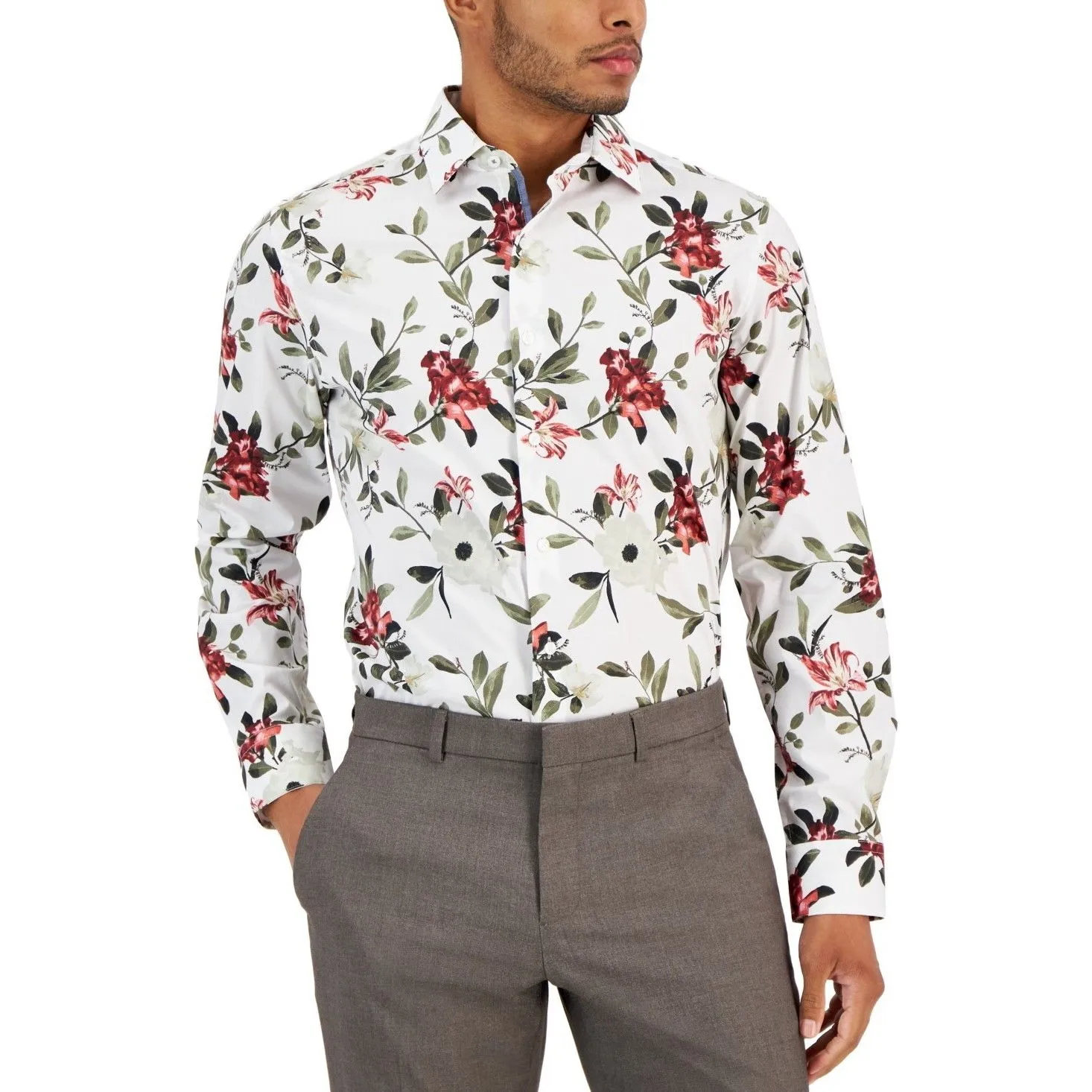 bar iii slim fit dress shirt Bar Iii Mens Slim fit Dress Shirt Large 16-16.5 Long Sleeve Yellow Apricot main image 1