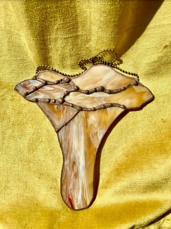 Product image for Stained Glass Chanterelle Mushroom Sun Catcher