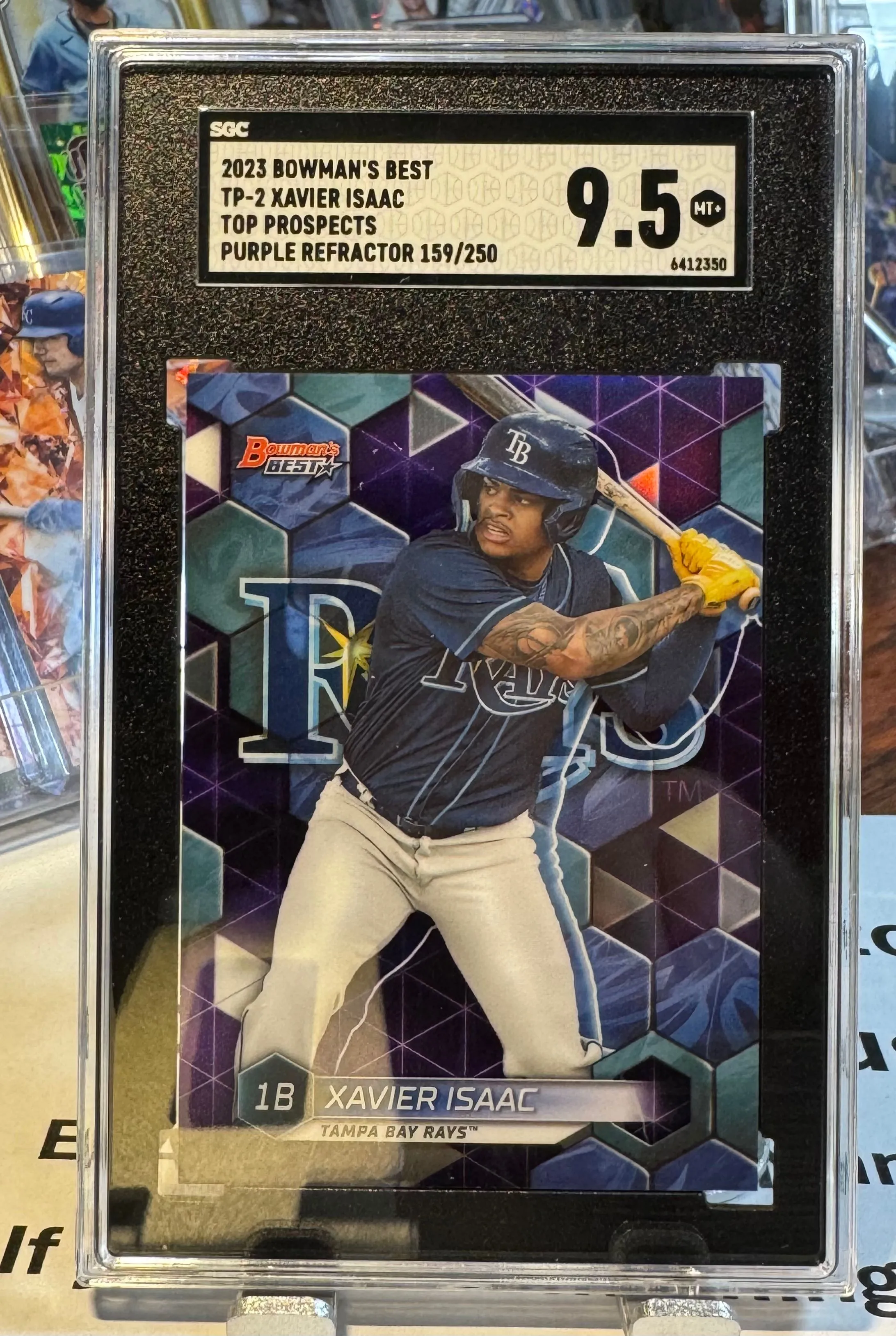 Product image for 2023 Bowman's Best - Top Prospects Purple Refractor #TP-2 Xavier Isaac /250 (RC) SGC 9.5