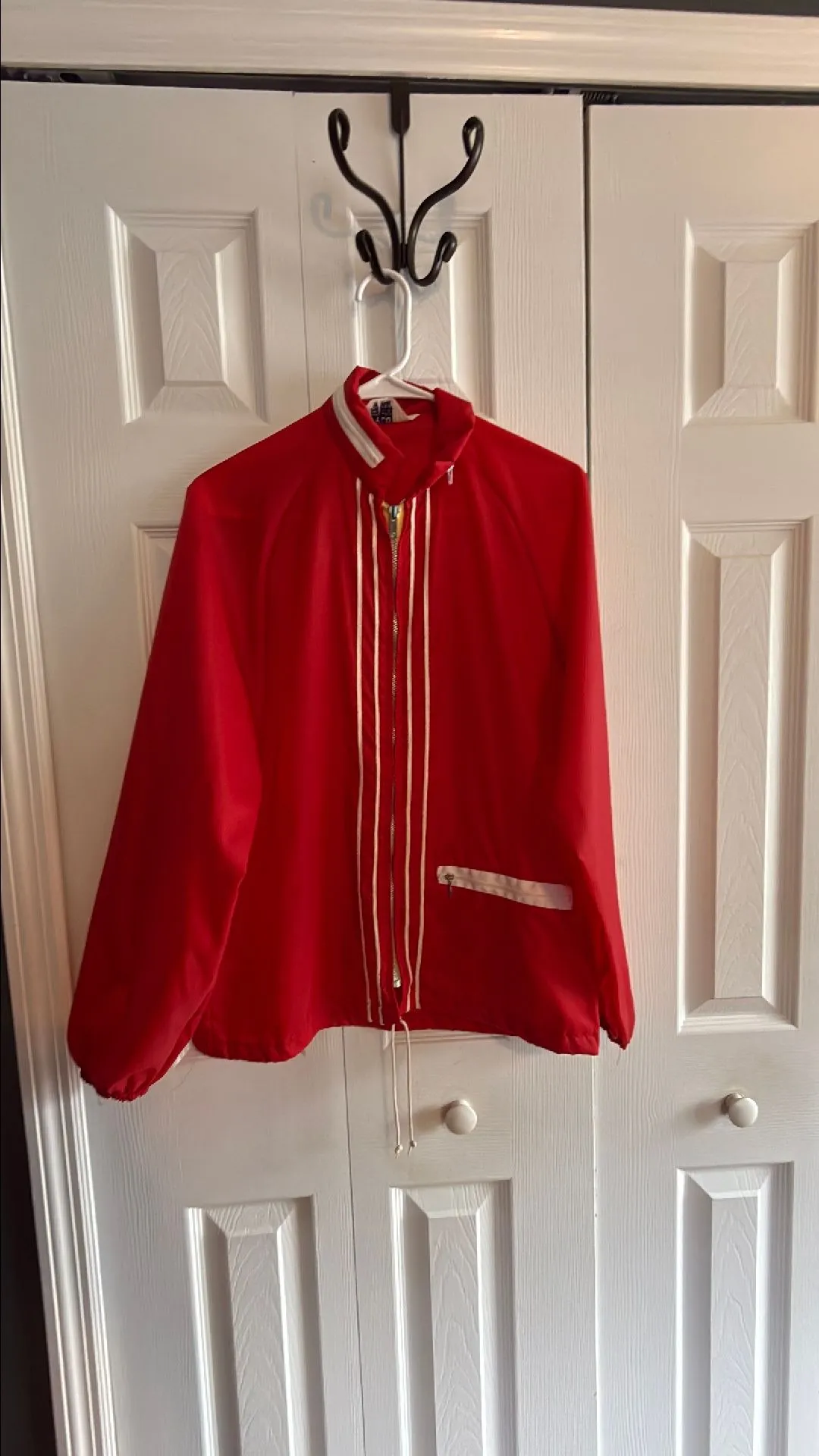 Product image for 19. Vintage Nylon red hooded windbreaker.