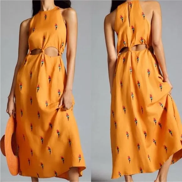 Product image for Farm Rio Parrot Halter Maxi Dress - Medium $260