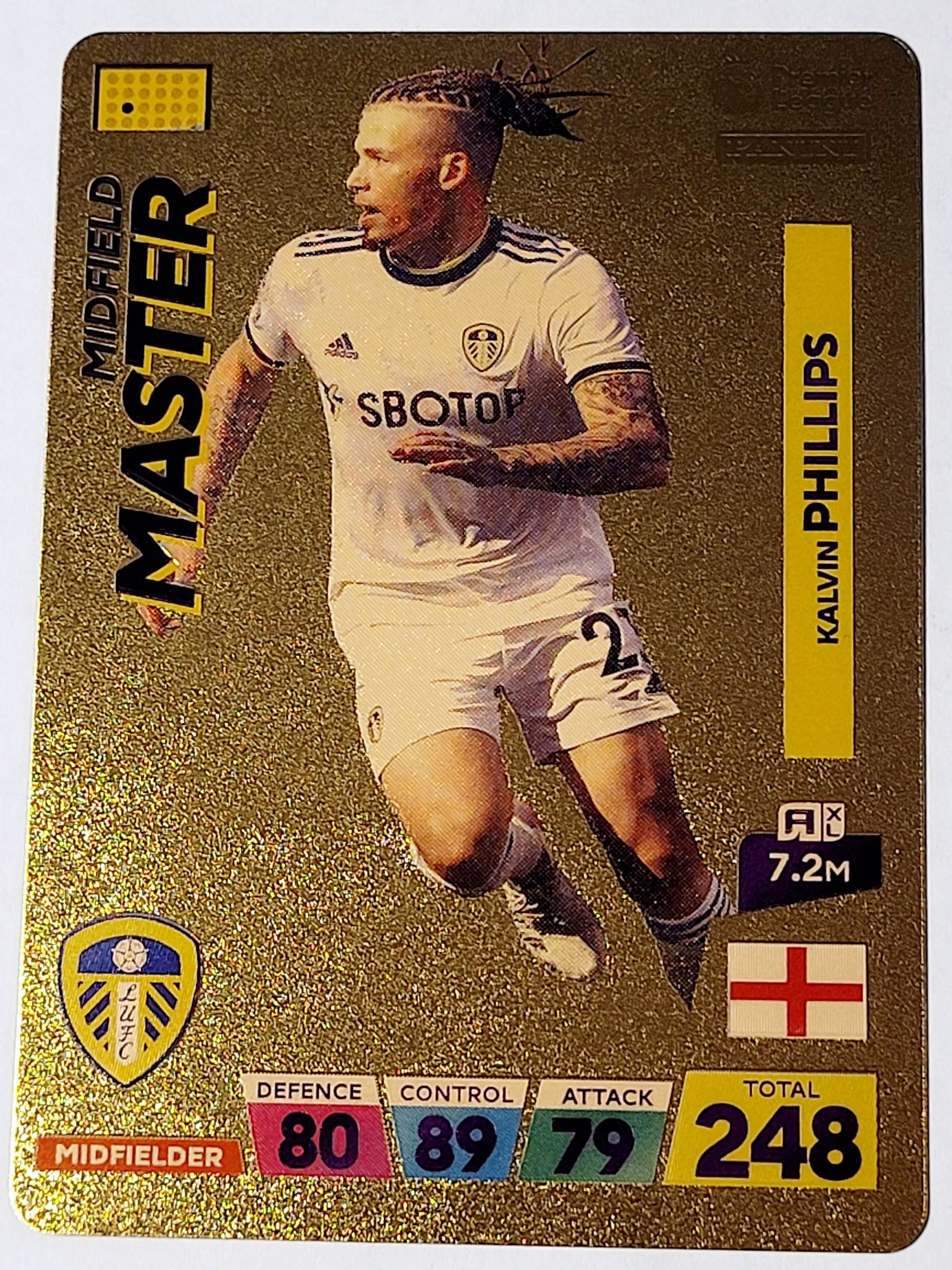 Product image for 2022 Kalvin Phillips Panini World Soccer Stars Midfield Master Gold Color Card Plastic Near Mint Con