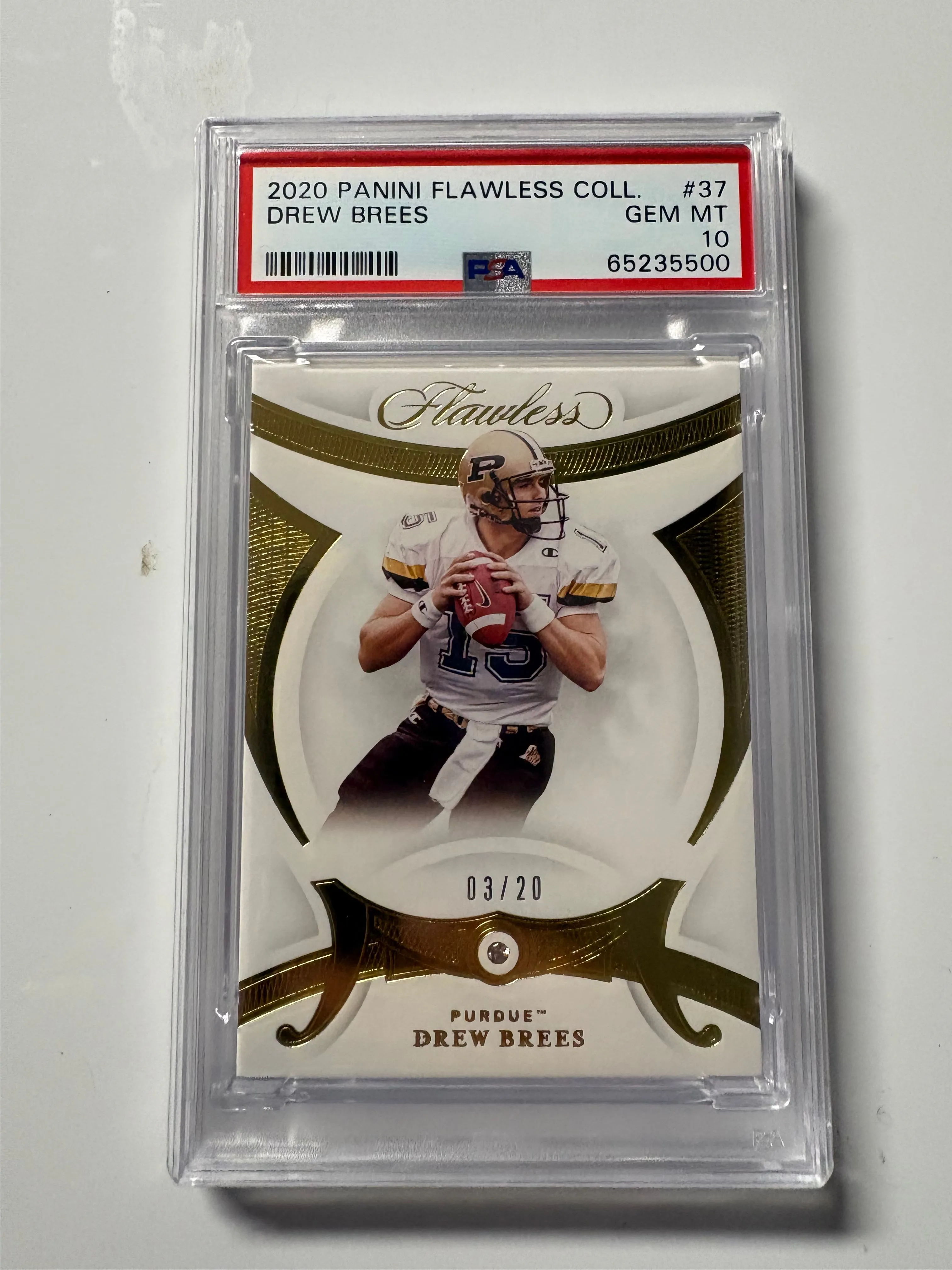 Product image for 2020 Panini Flawless Collegiate #37 Drew Brees -PSA 10