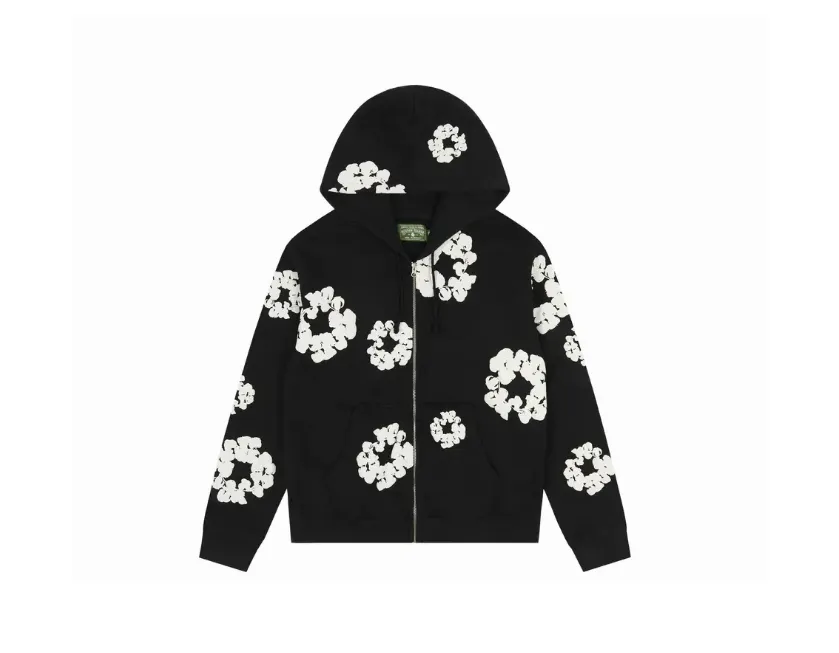 Product image for Denim Tears Cotton Wreath Zip Hoodie Black - size S, M, L, XL, XXL