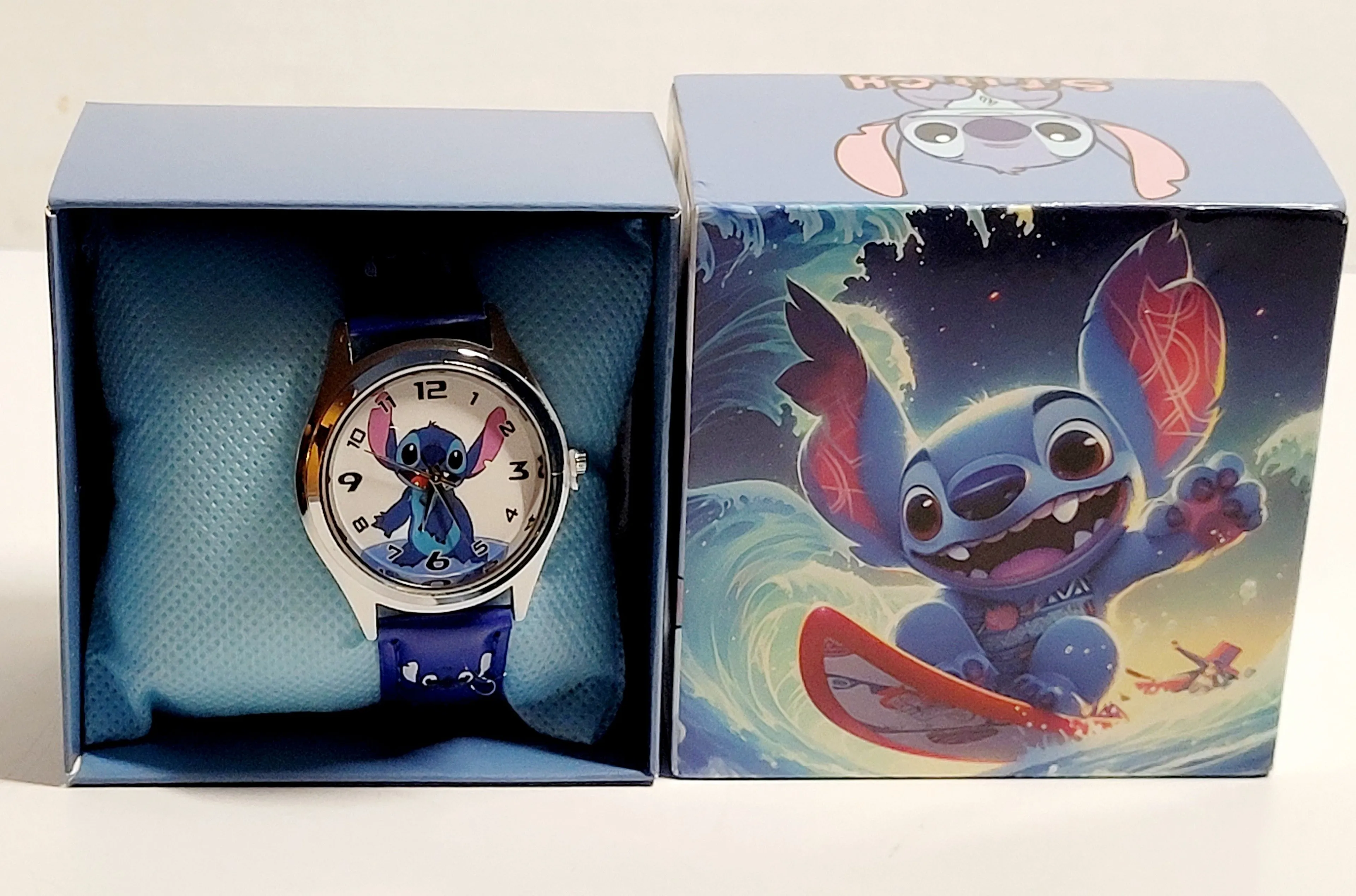 Product image for New In Gift Box Stitch Quartz Analog Wrist Watch Lilo & Stitch Child's Blue Band. The product is new