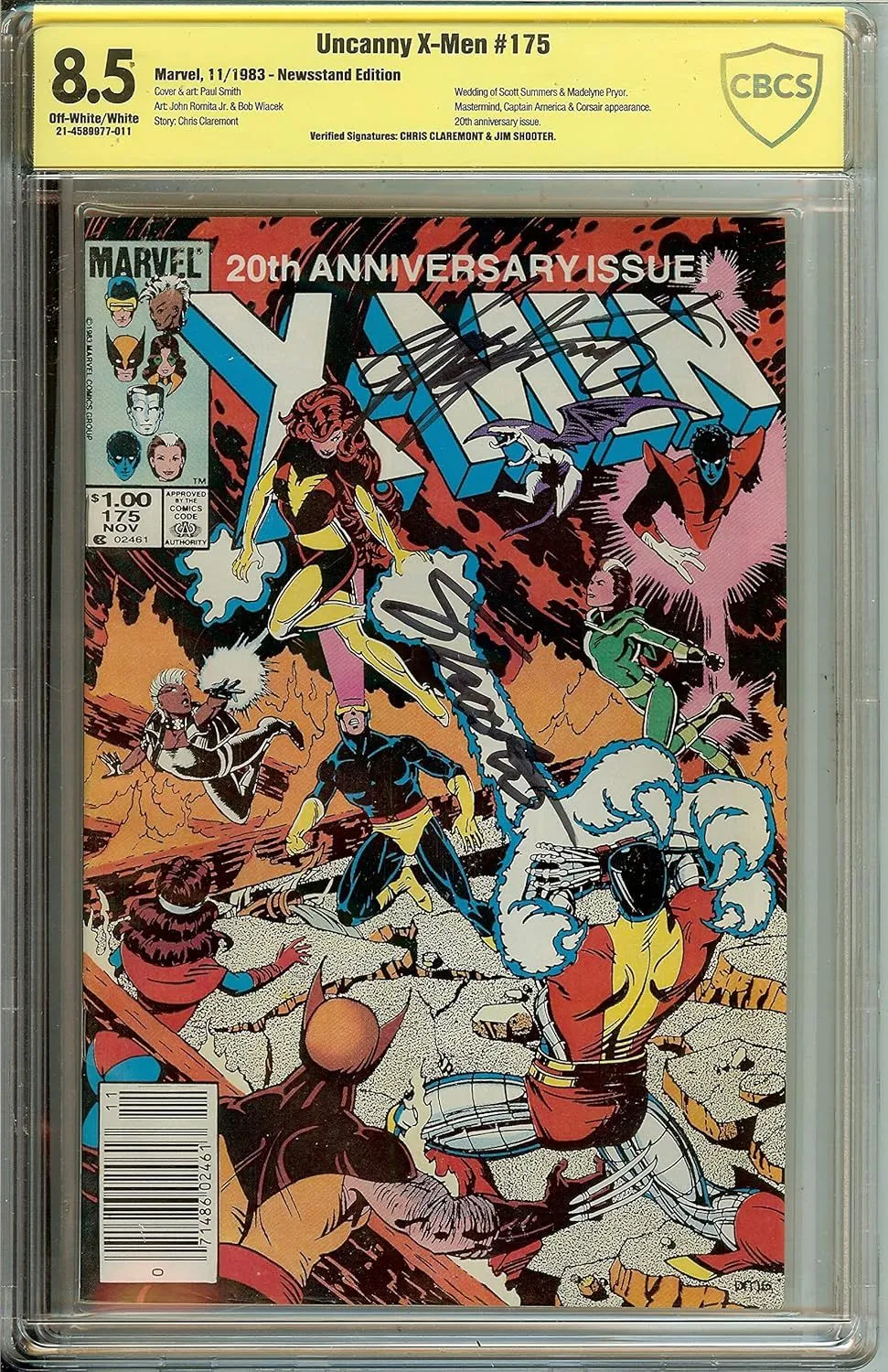 Product image for Uncanny X-Men #175 CBCS 8.5 signed Chris Claremont and Shooter
