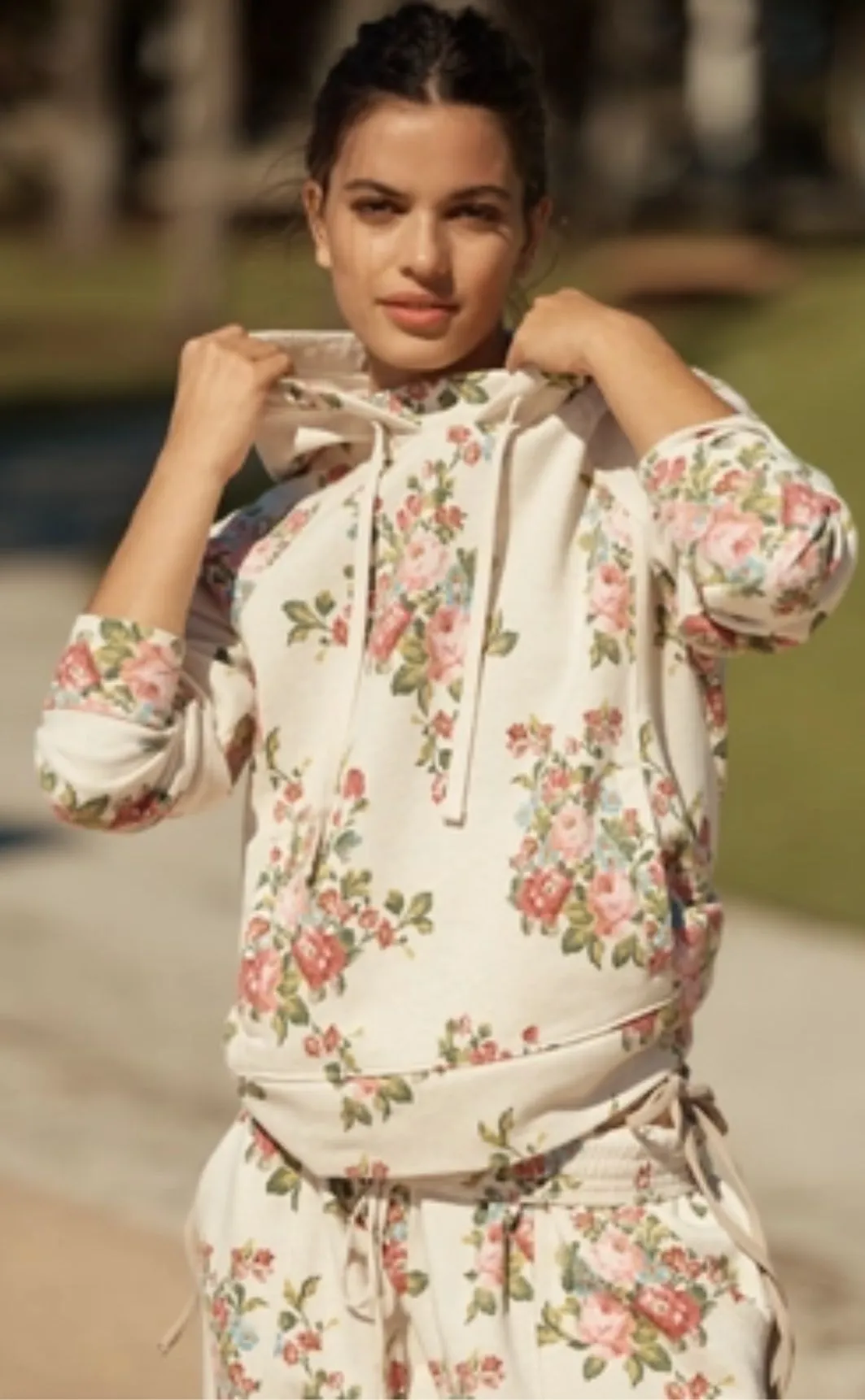 Product image for M. (XS) NWT ANTHROPOLOGIE X DAILY PRACTICE DRAWSTRING FLORAL HOODIE