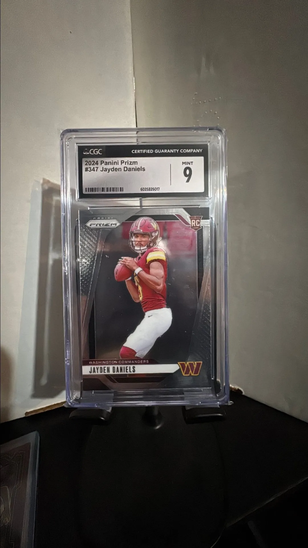 Product image for JAYDEN DANIELS 2024 PANINI PRIZM COMMANDERS ROOKIE RC #347 PSA 9 MINT🔥