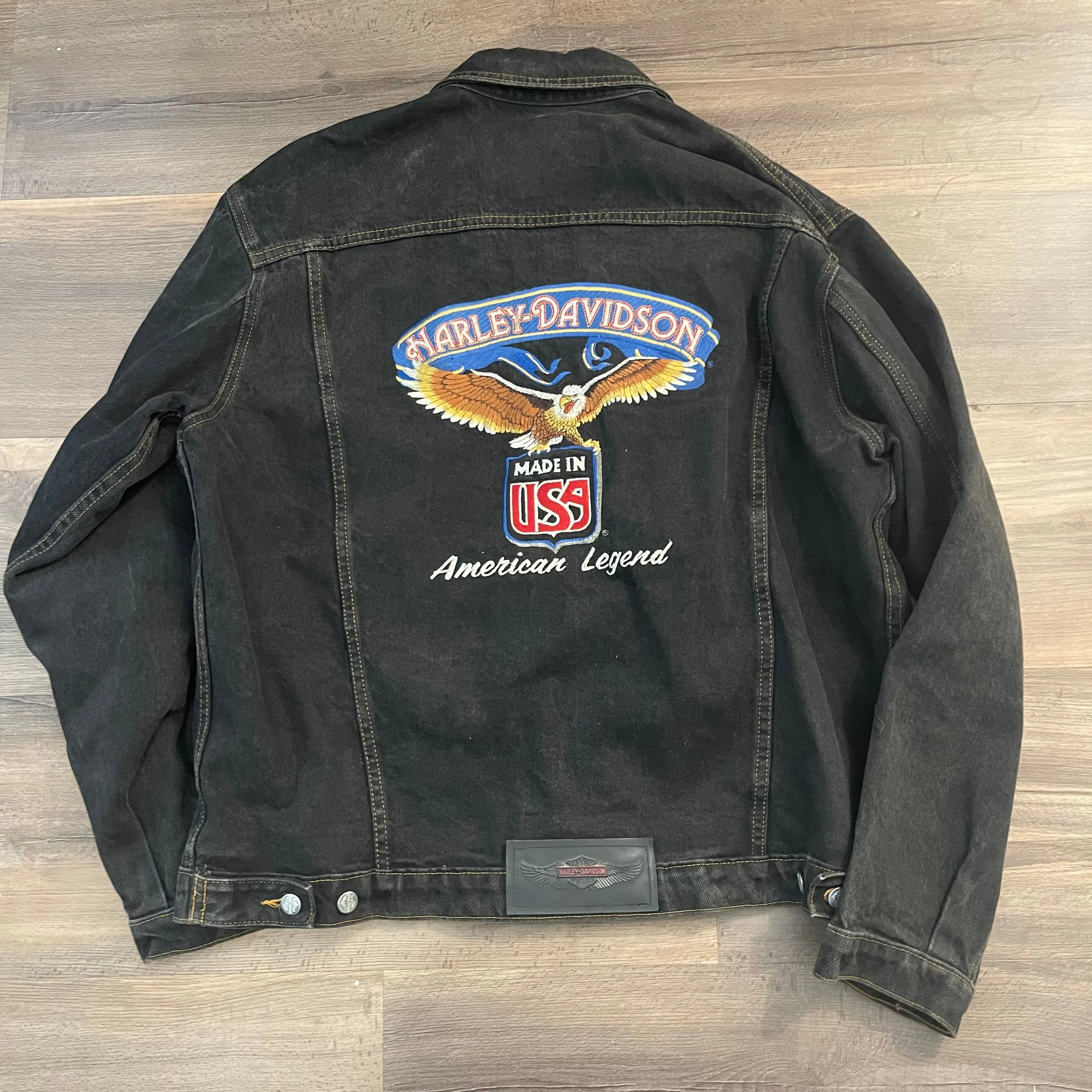 Product image for 1980s Harley Davidson Eagle USA Denim Jacket - XL