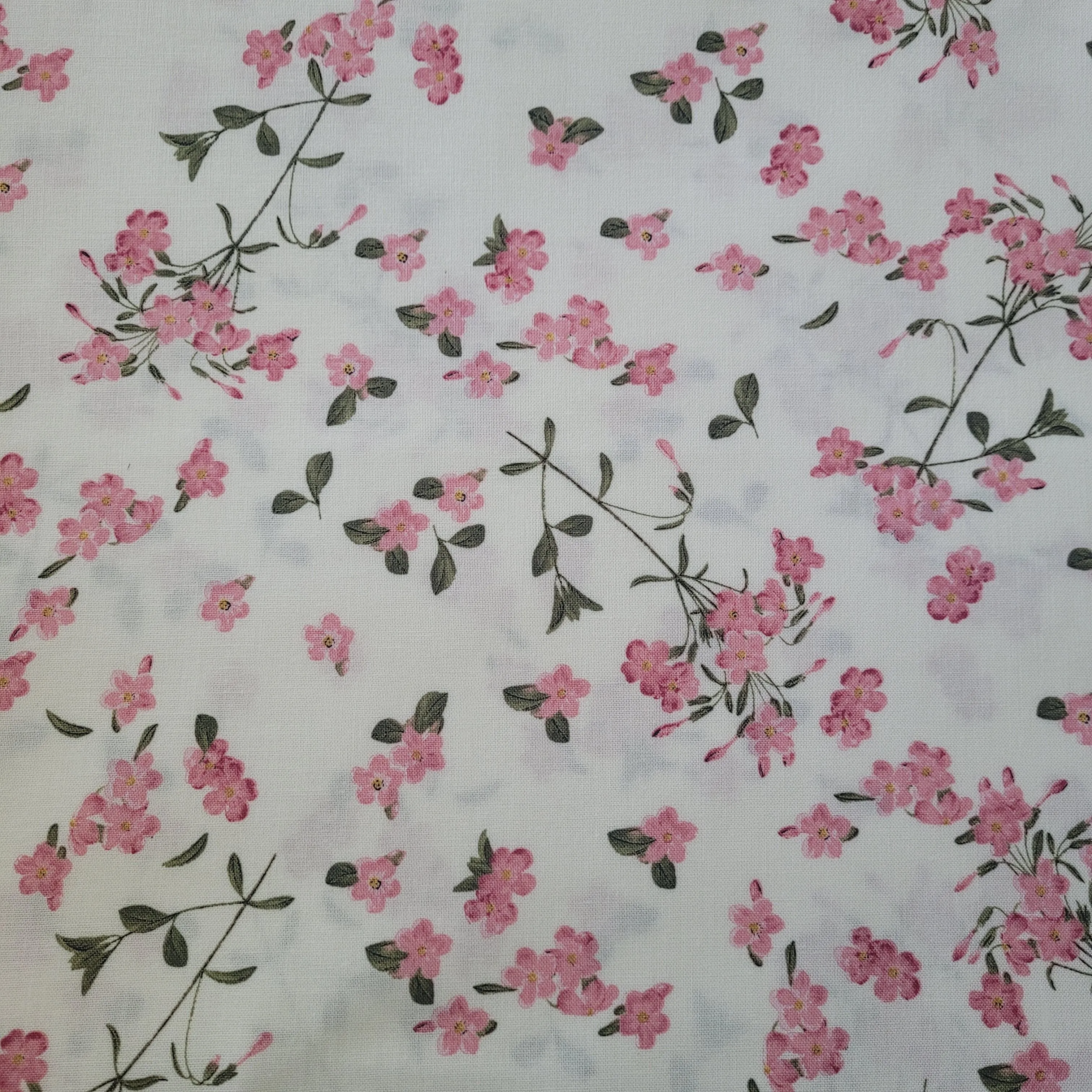 Product image for fat quarter Riley Blake. Pink Blossom on white