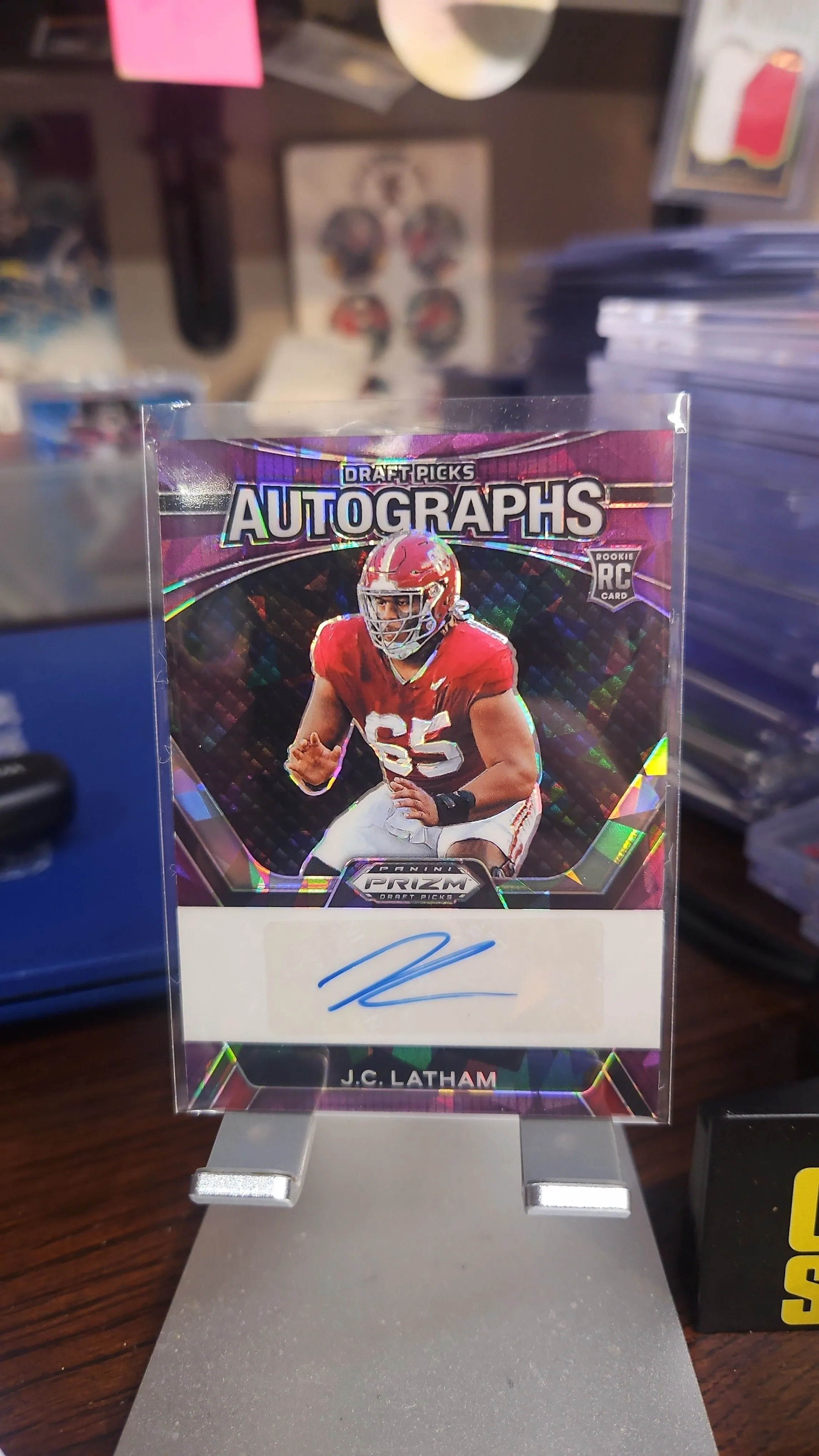 Product image for JC Latham Rookie Auto...2024 Prizm Draft Purple Ice.....Alabama.....Titans
