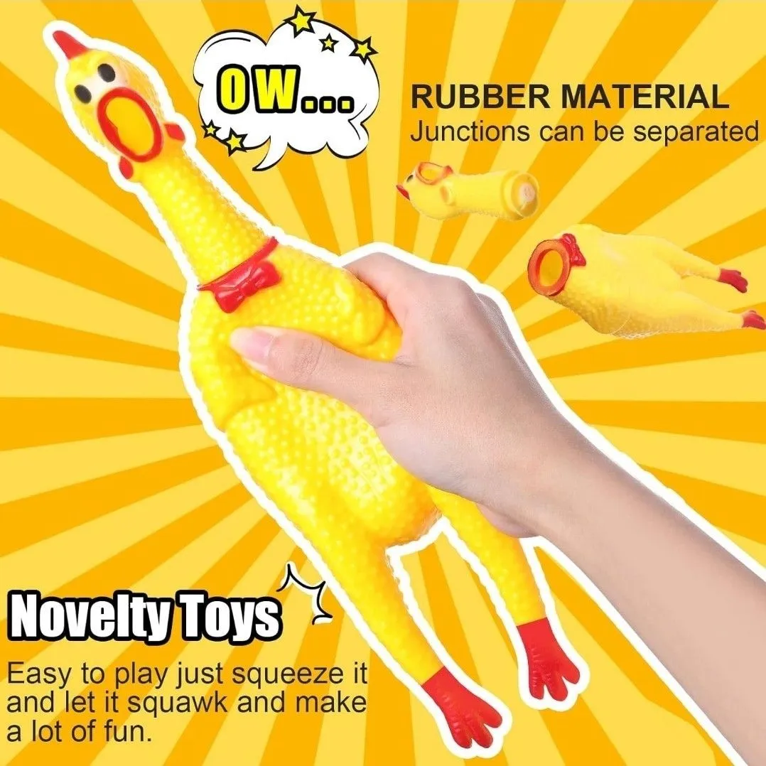 Product image for Large Rubber Squeaking Chicken Toys for Pet Chew Gifts Prank Novelty Toy(12 Inch,Yellow)
