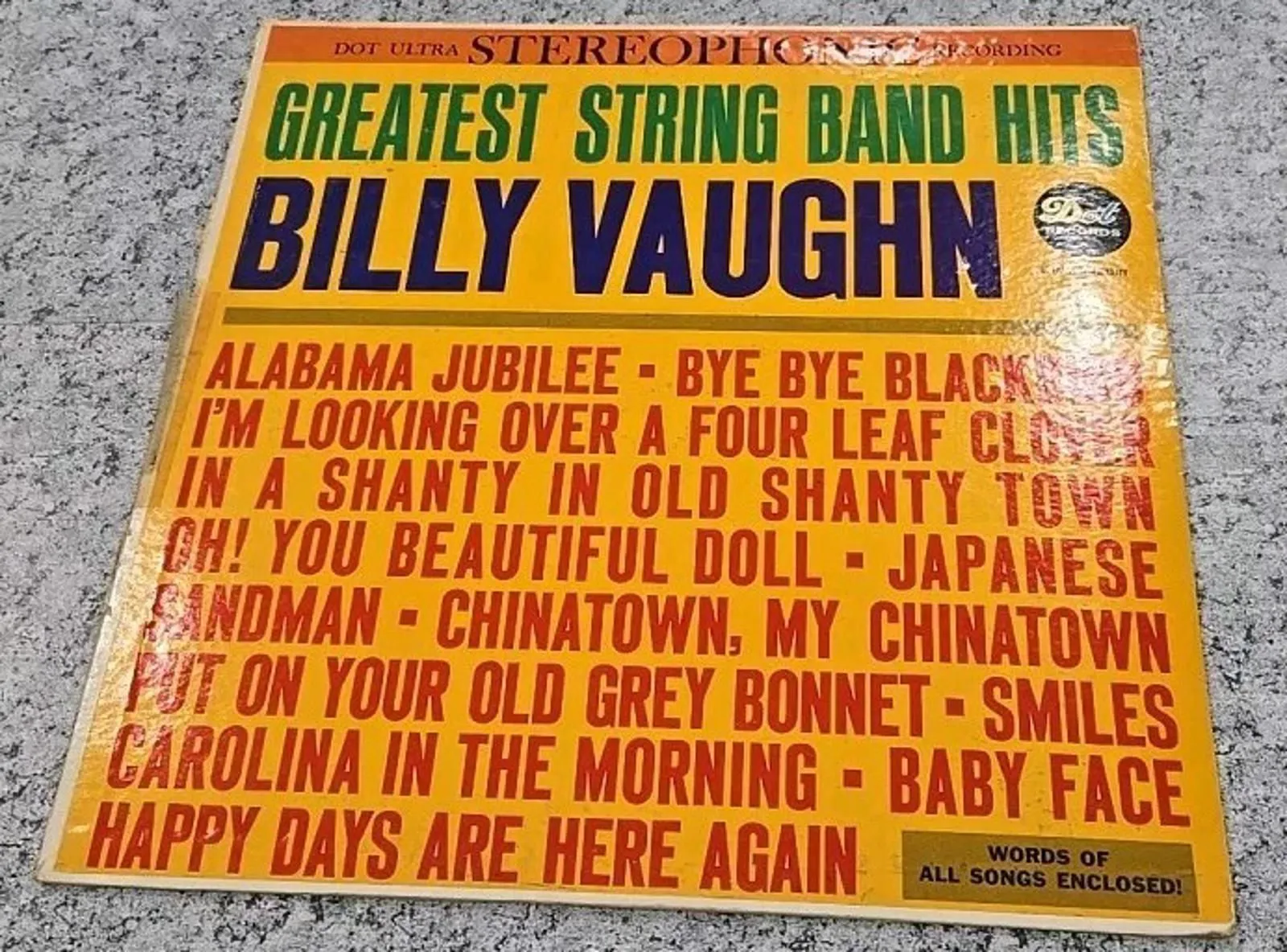 Product image for Billy Vaughn - Greatest String Band Hits vinyl LP 1962 Dot Records DLP 25409