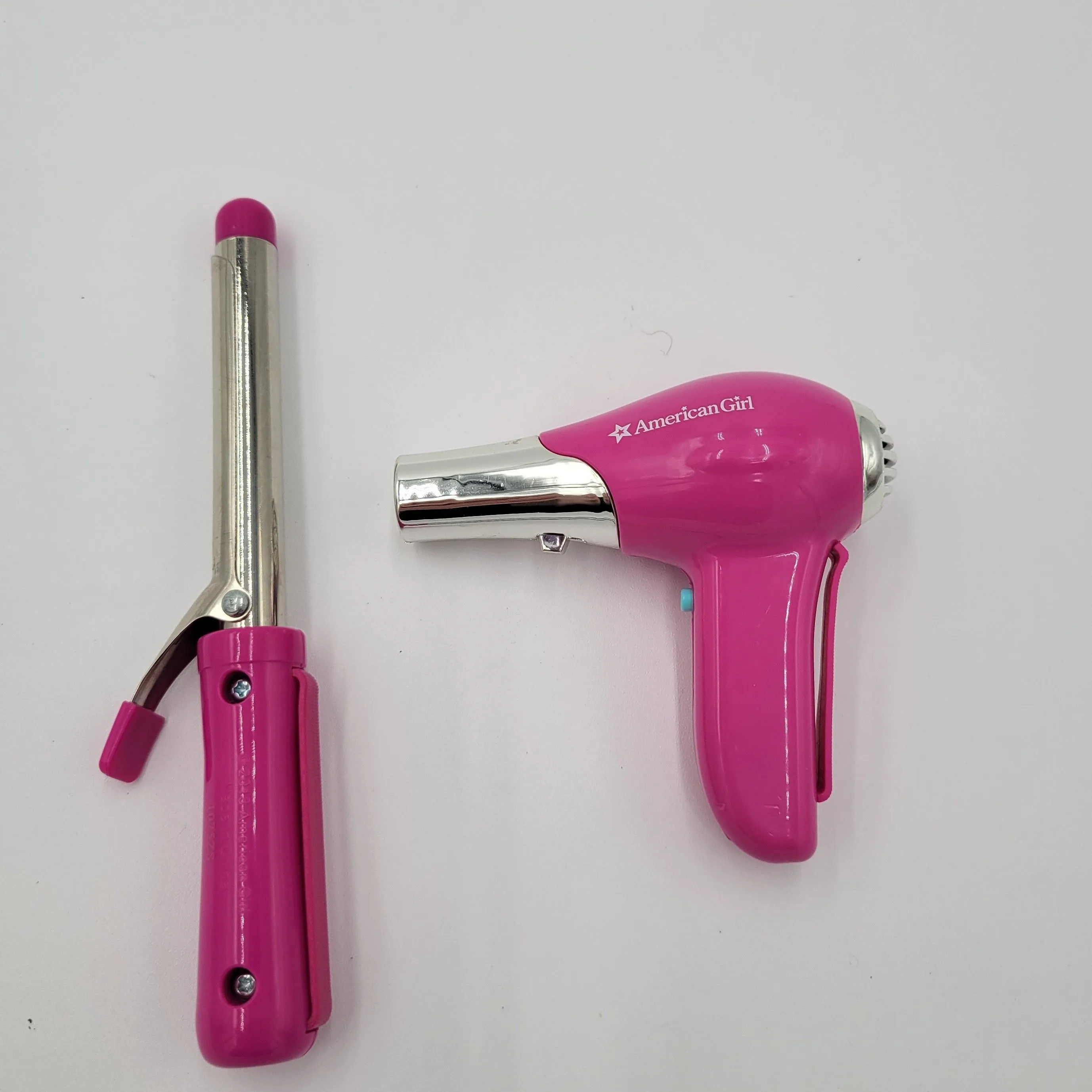 Product image for American Girl Doll 2013 Salon Stylist pretend faux pink Culing Iron & Dryer