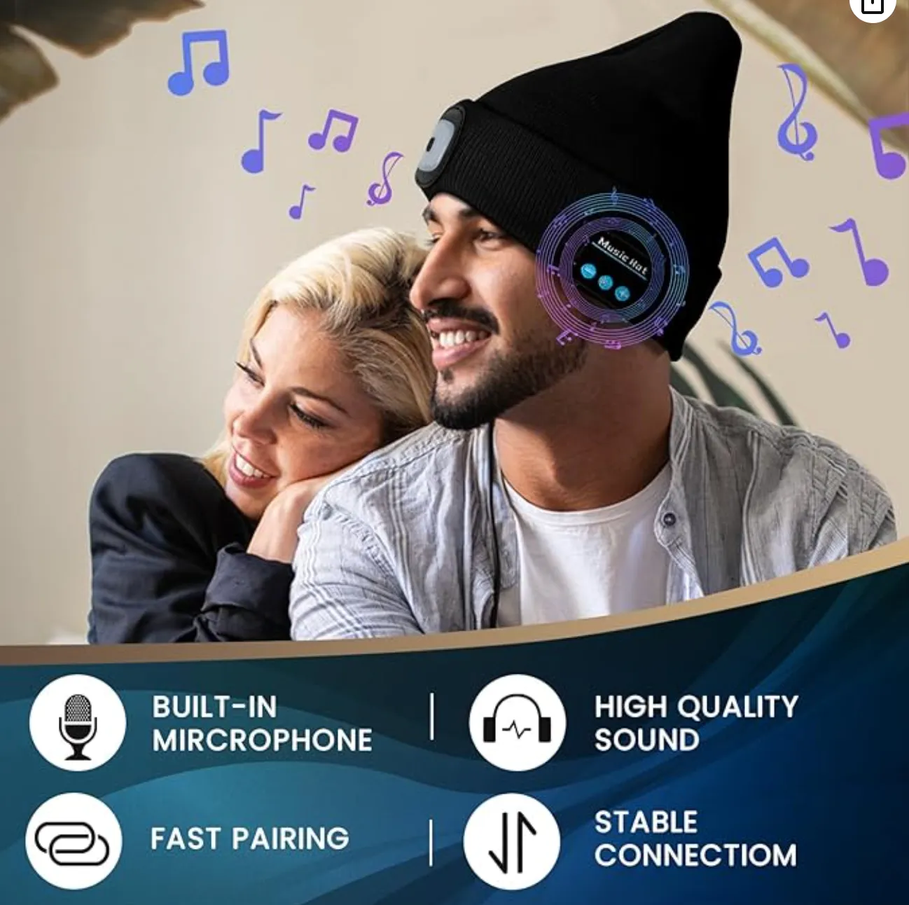 Product image for Vibelite Unisex Led Music Hat 