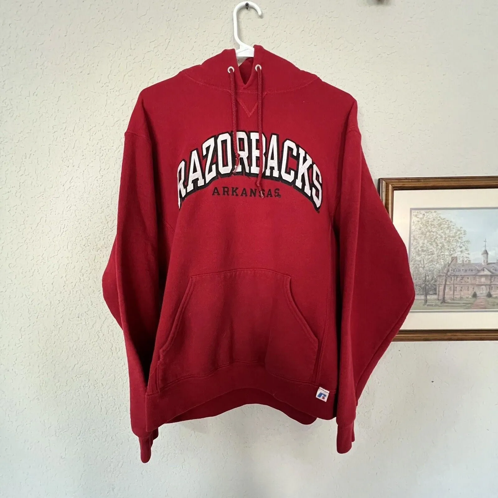 Product image for Vintage 90’s Russell Athletics University Of Arkansas Razorbacks Hoodie Size Lrg