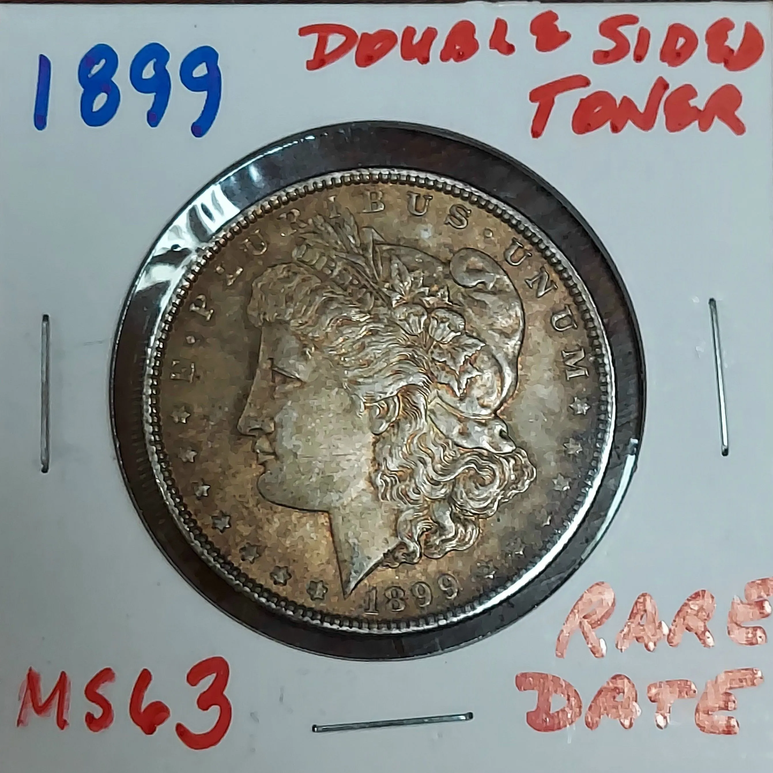 Product image for 1899 MORGAN DOLLAR MS63 DOUBLE RAINBOW 