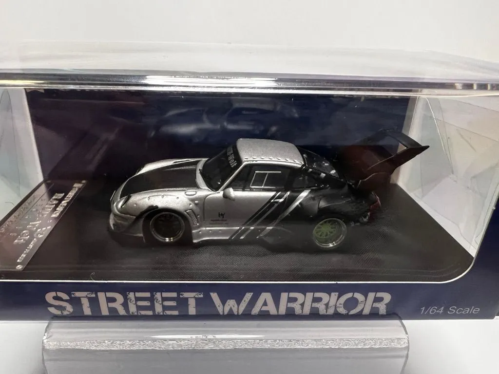 Product image for SW Porsche RWB 993 Wide-Body Modified (Matte Silver Cyberpunk Livery-High Tail Single Exhaust)