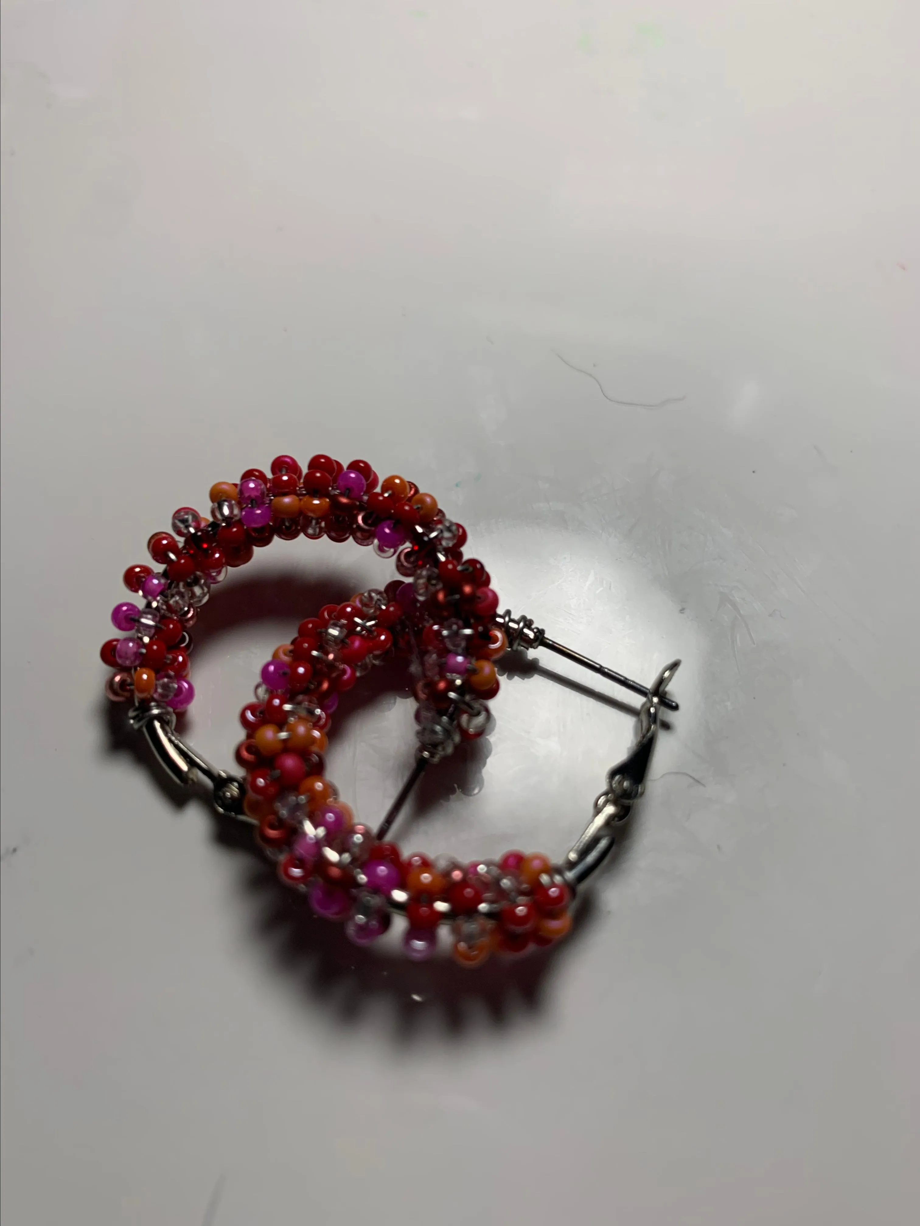 Product image for Red mix beaded hoops