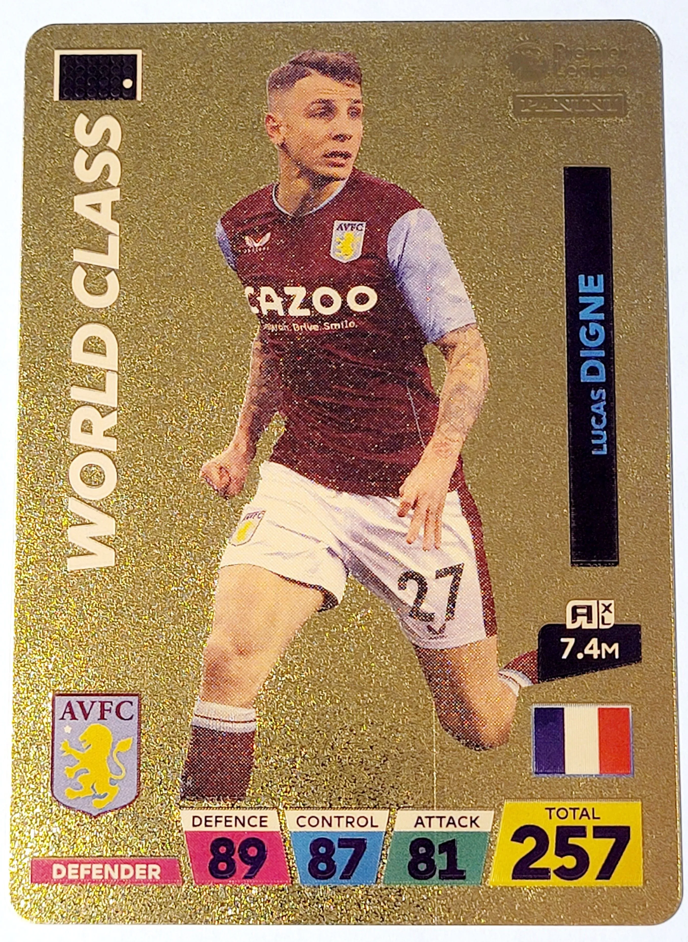 Product image for 2022 Lucas Digne Panini World Soccer Stars World Class Plastic Gold Color Card Near Mint Condition. 
