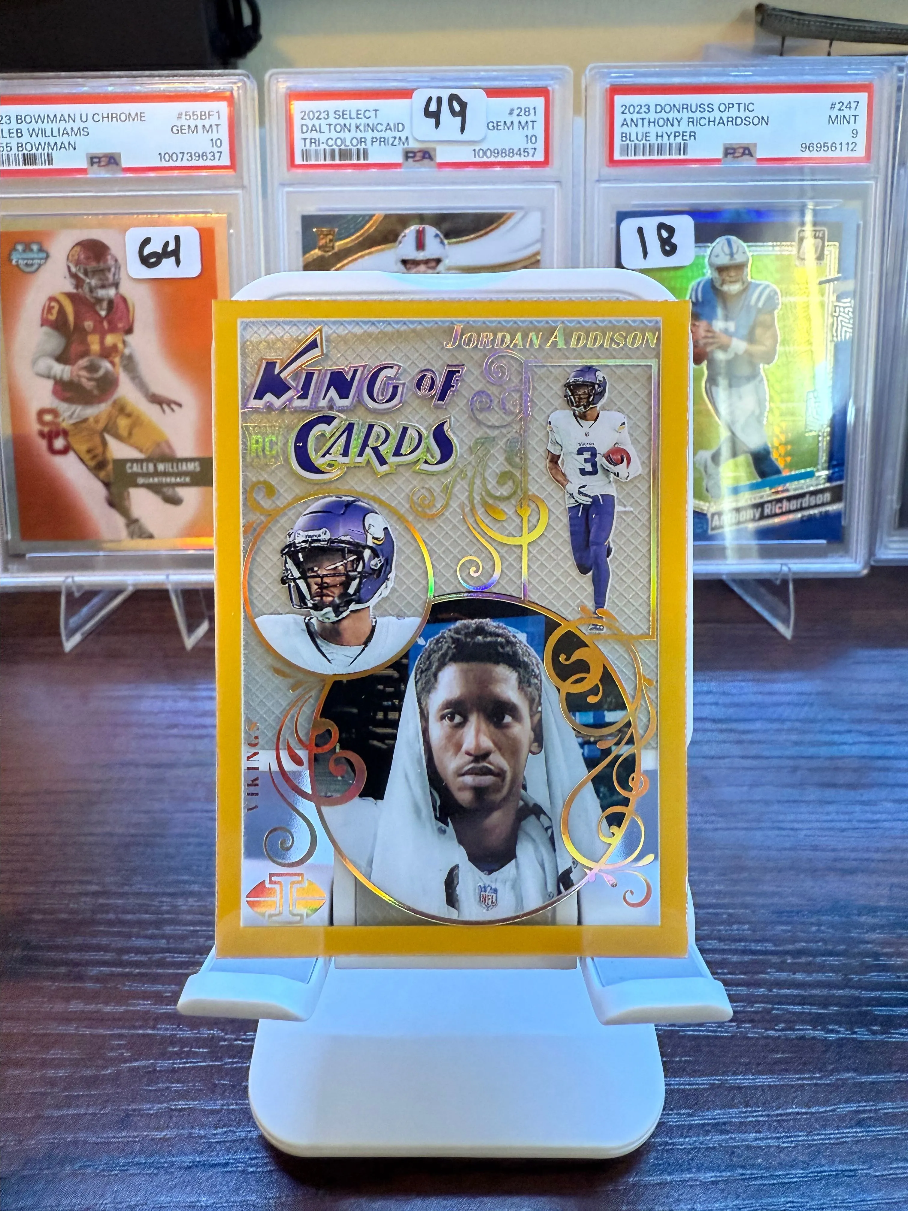 Product image for 2023 Illusions Jordan Addison King Of Cards /25 Gold Rookie