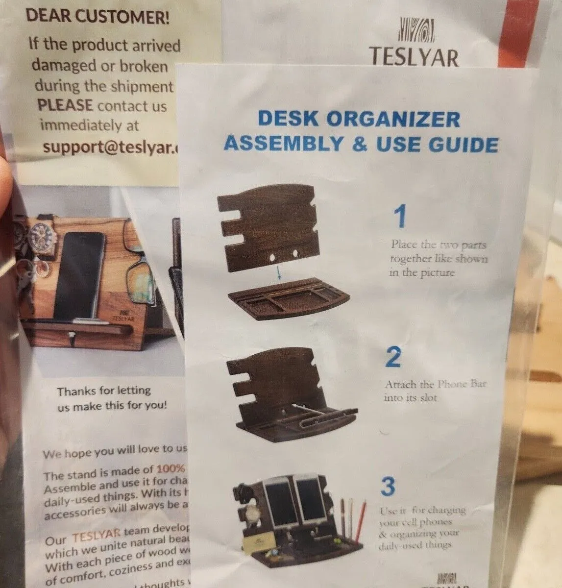 Product image for Teslyar Wood Multifunction Desk Organizer