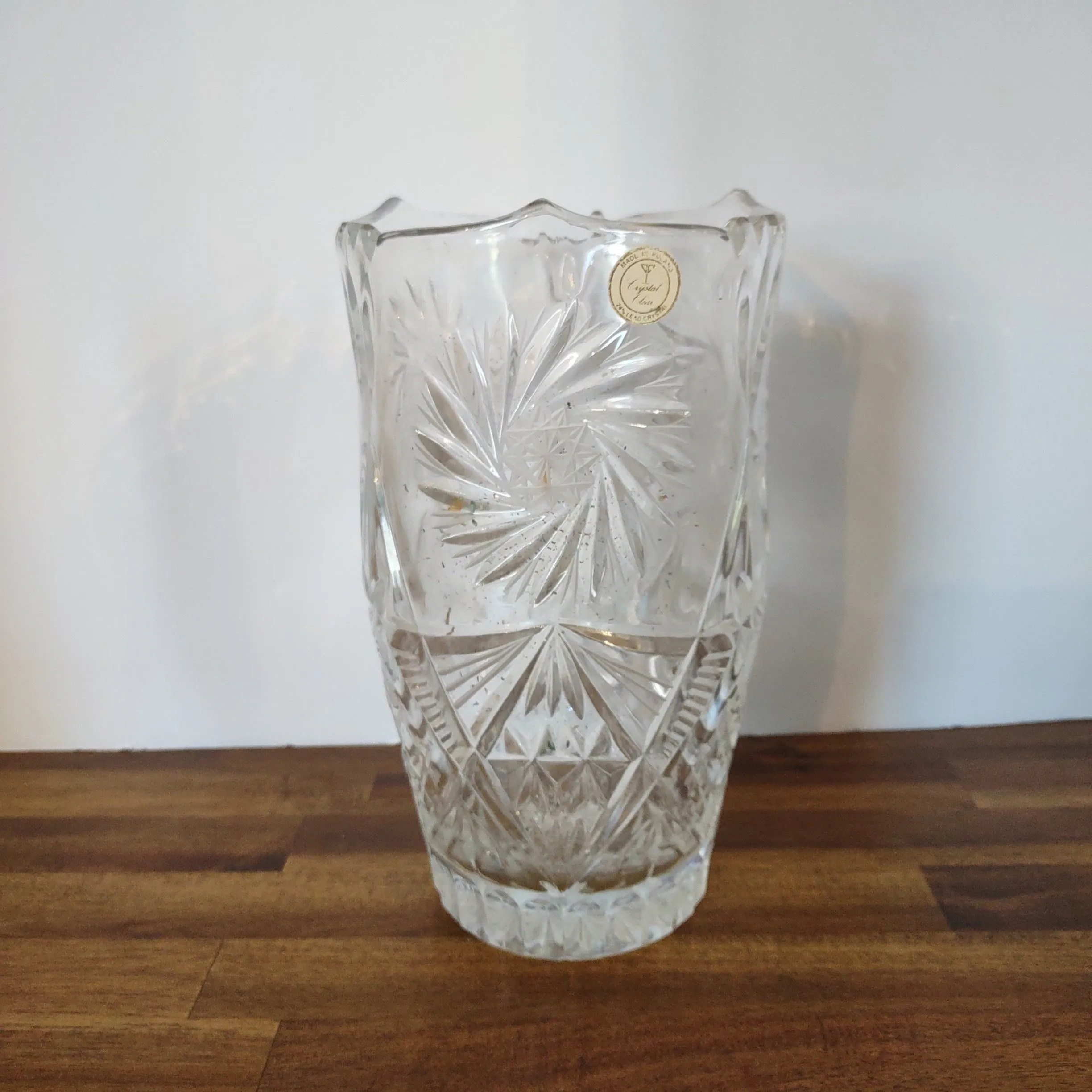 Product image for 34-Large Clear Crystal Vase made in Poland
