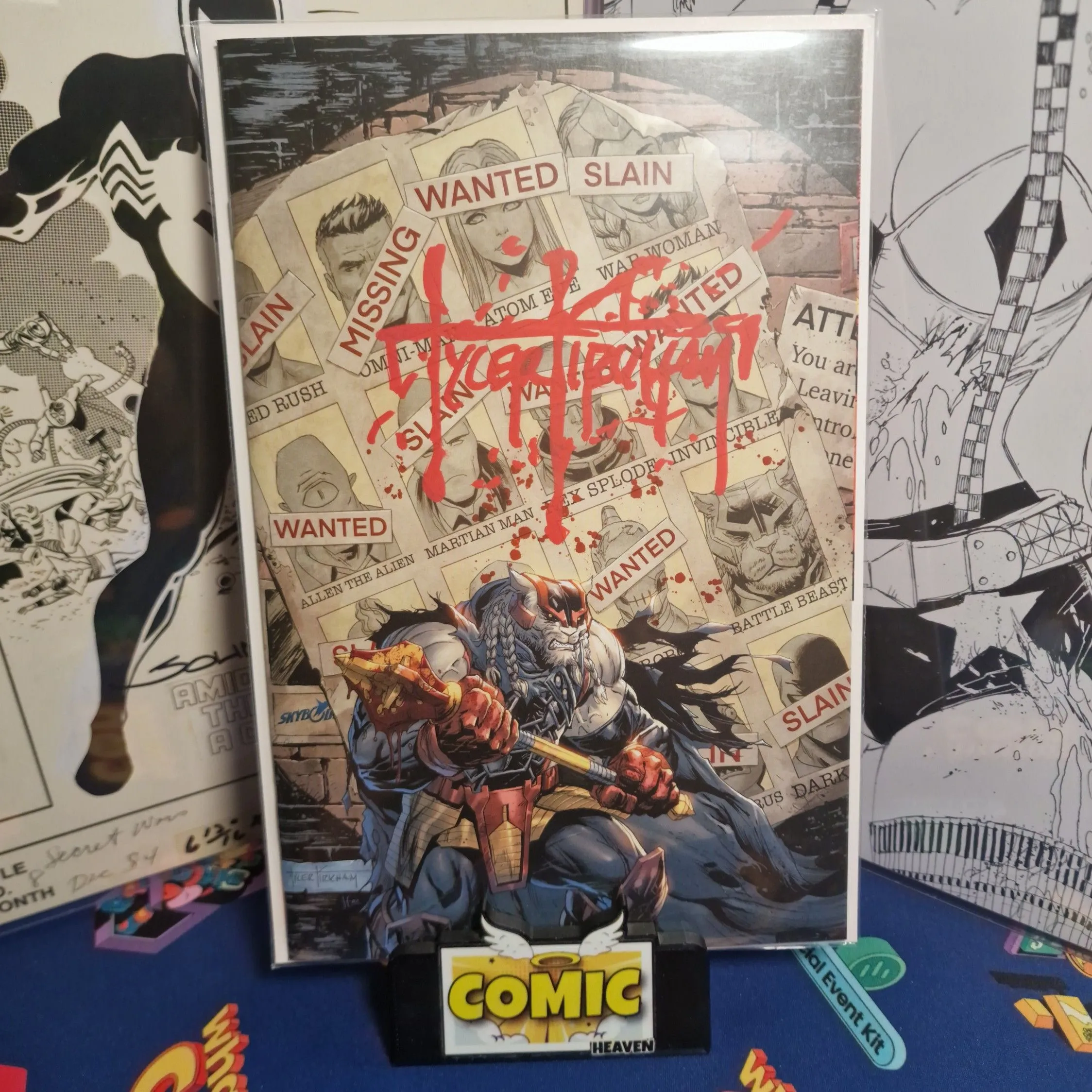 Product image for 00. Battle Beast #1 Signed Blood Splatter Tyler Kirkham X-Men 141 Homage Invincible 
