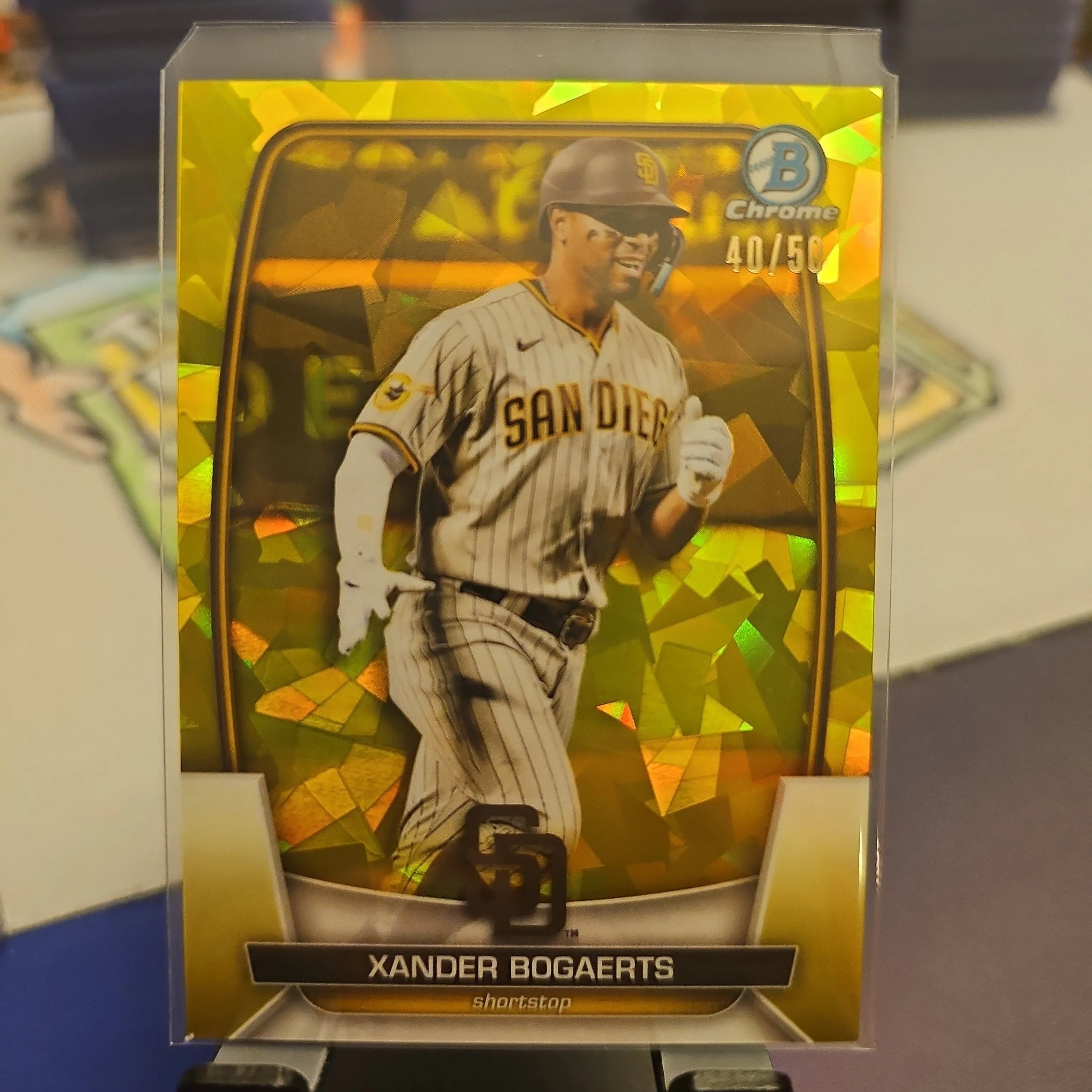 Product image for Xander Bogaerts - /50 Gold Sapphire 2023 Bowman Chrome Sapphire - Padres