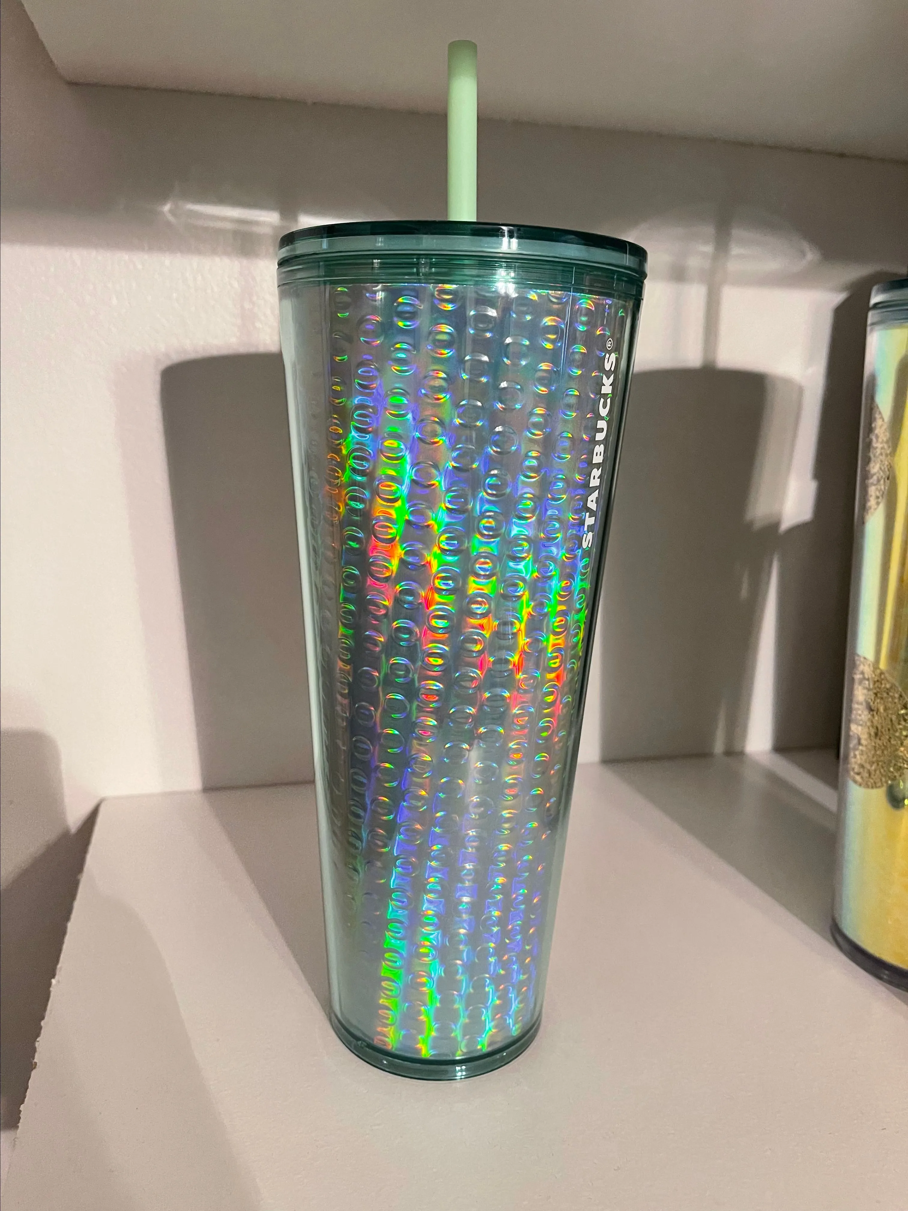 Product image for Starbucks Cold Cup Iridescent Bubble Mint Green 24oz