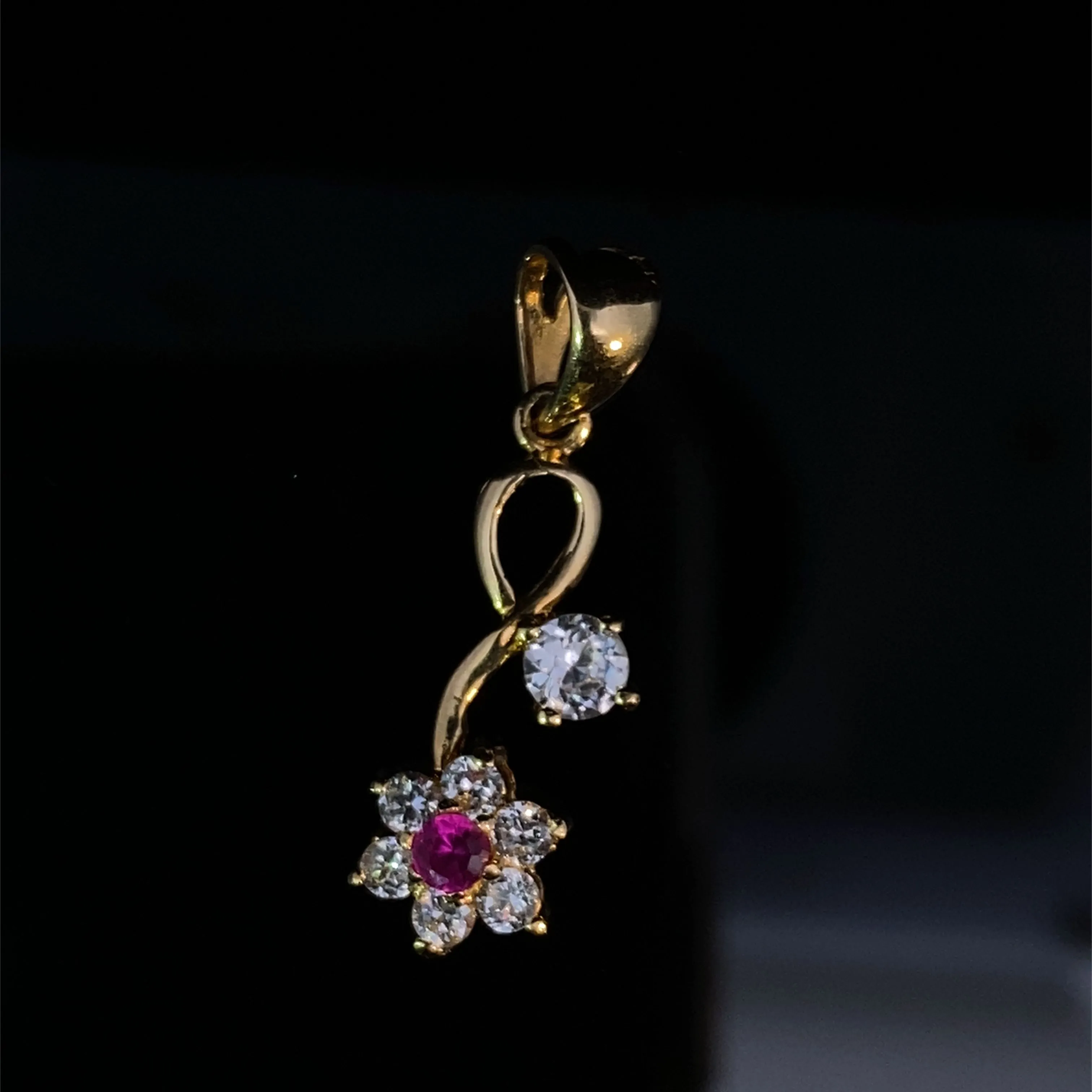Product image for 18K YG Cubic Zirconia and Sapphire Drop Pendant HCC